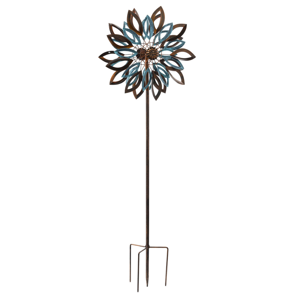 75"H Wind Spinner, Copper and Verdigris Leaves