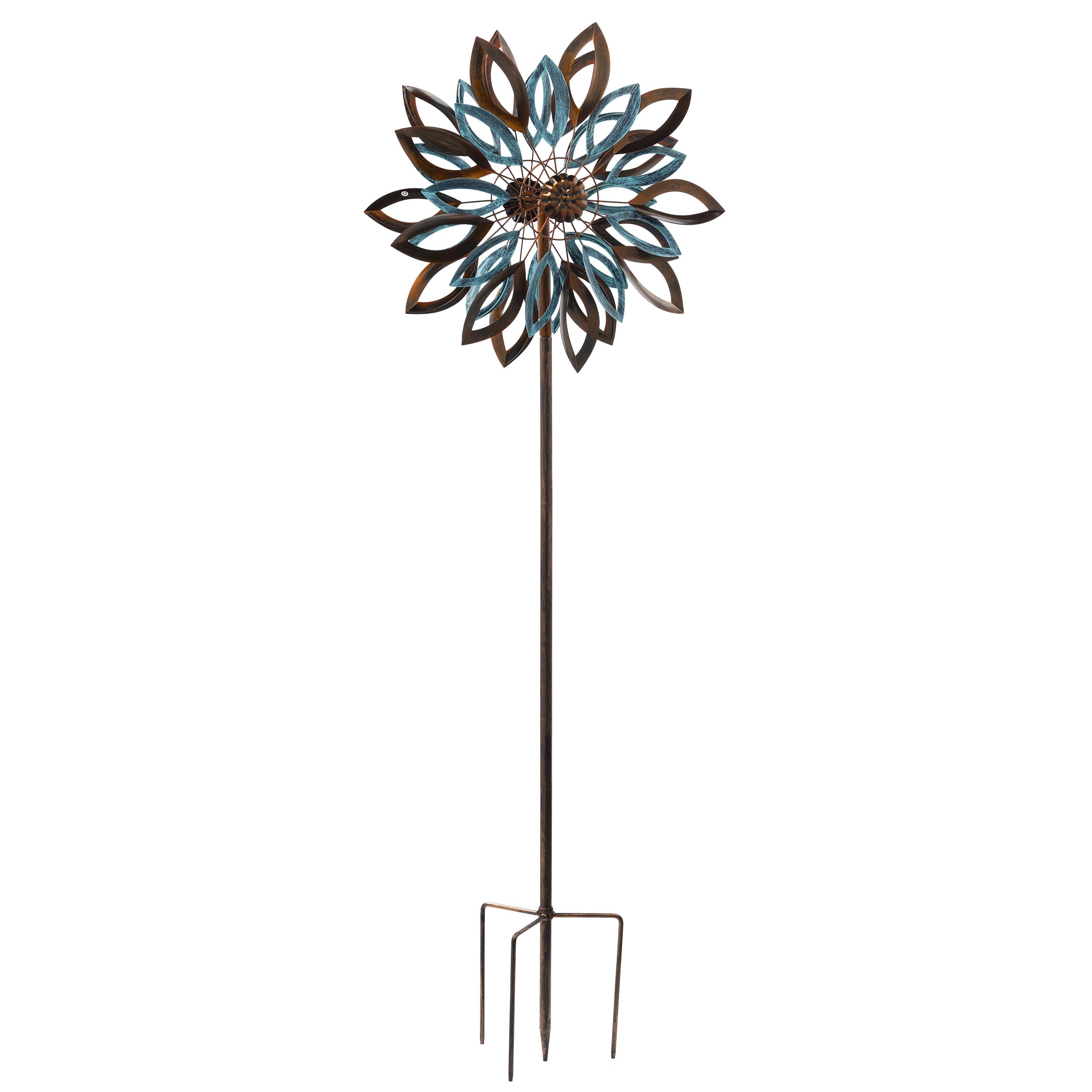 75"H Wind Spinner, Copper and Verdigris Leaves