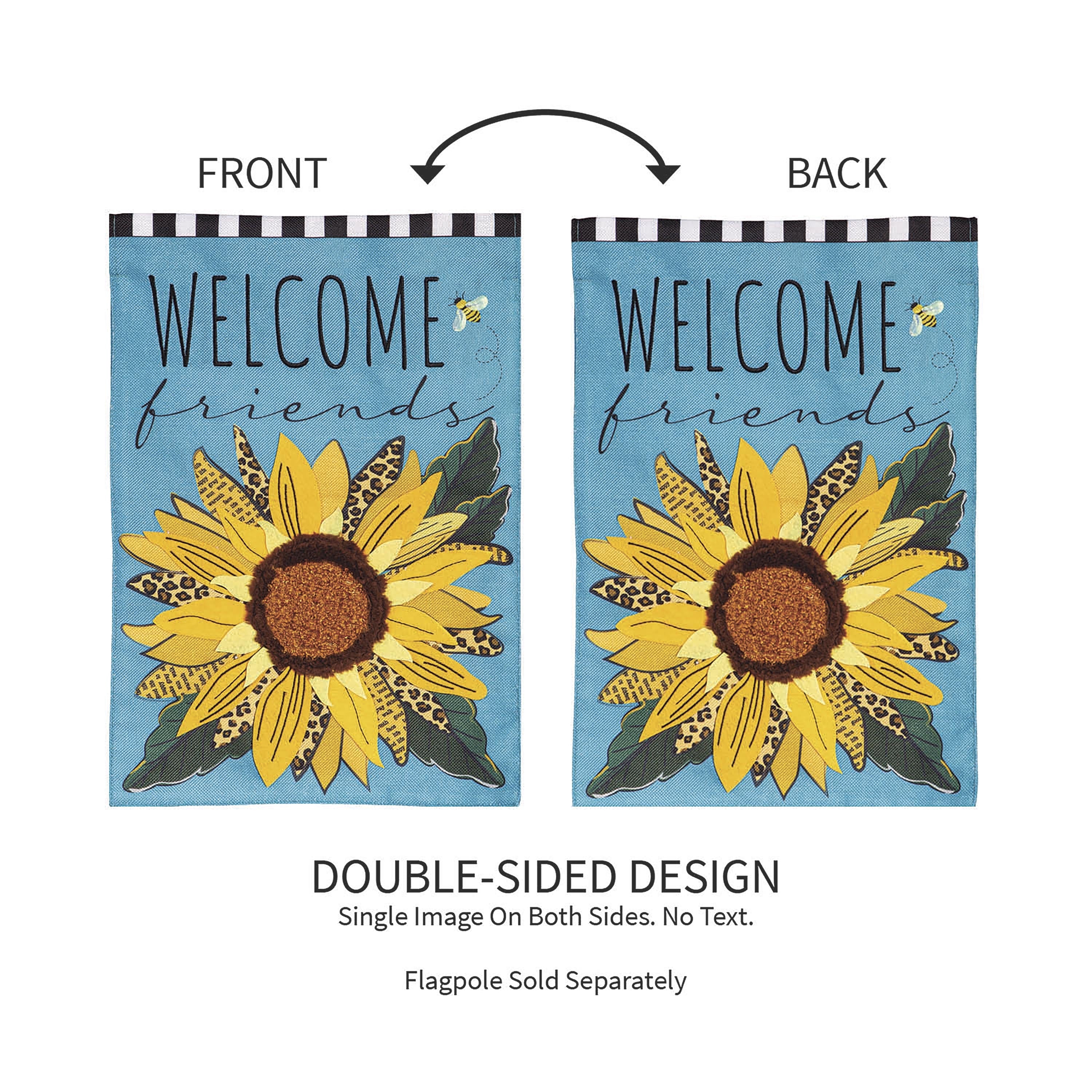 Welcome Friends Leopard Sunflower Burlap Garden Flag