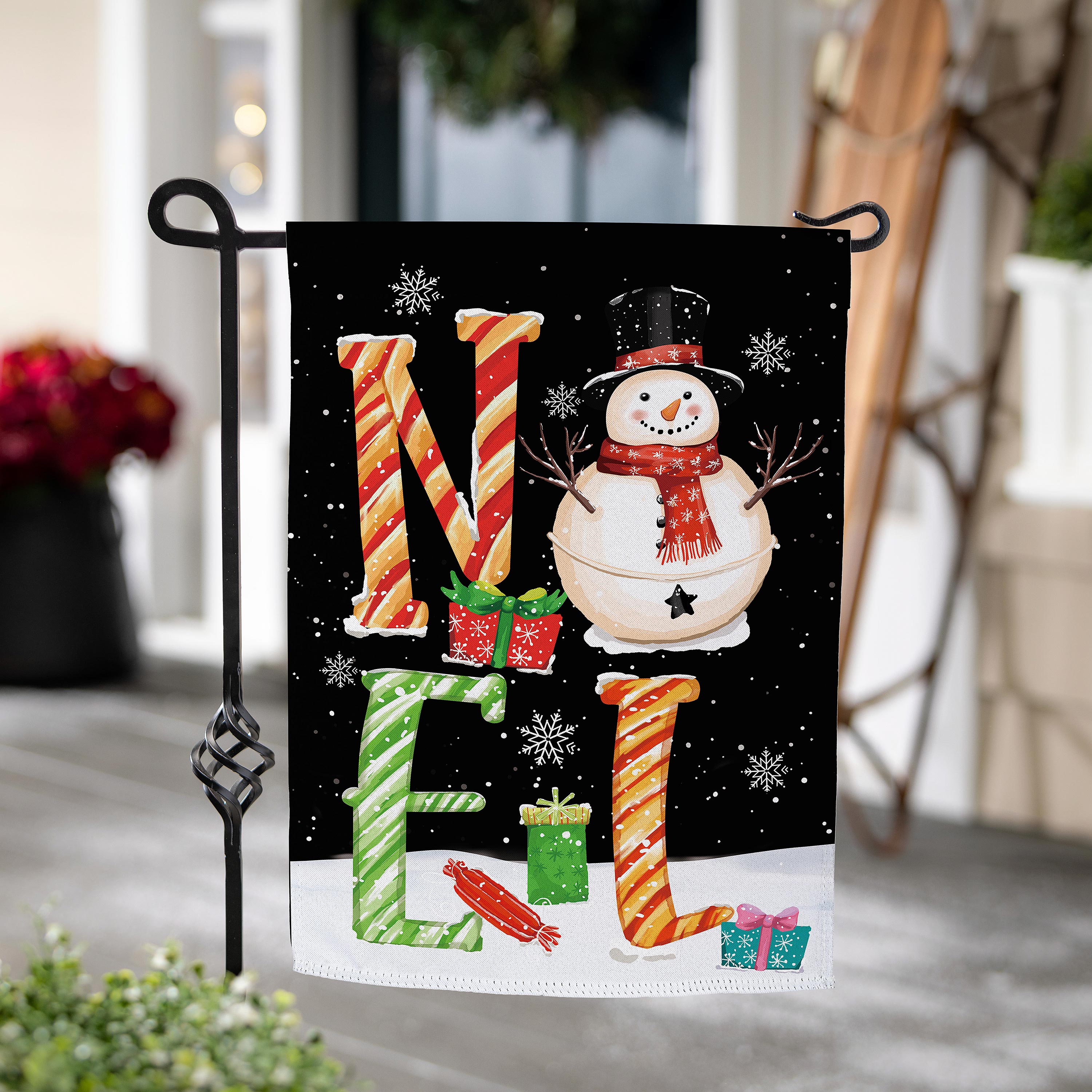 Noel Snowman Suede Garden Flag