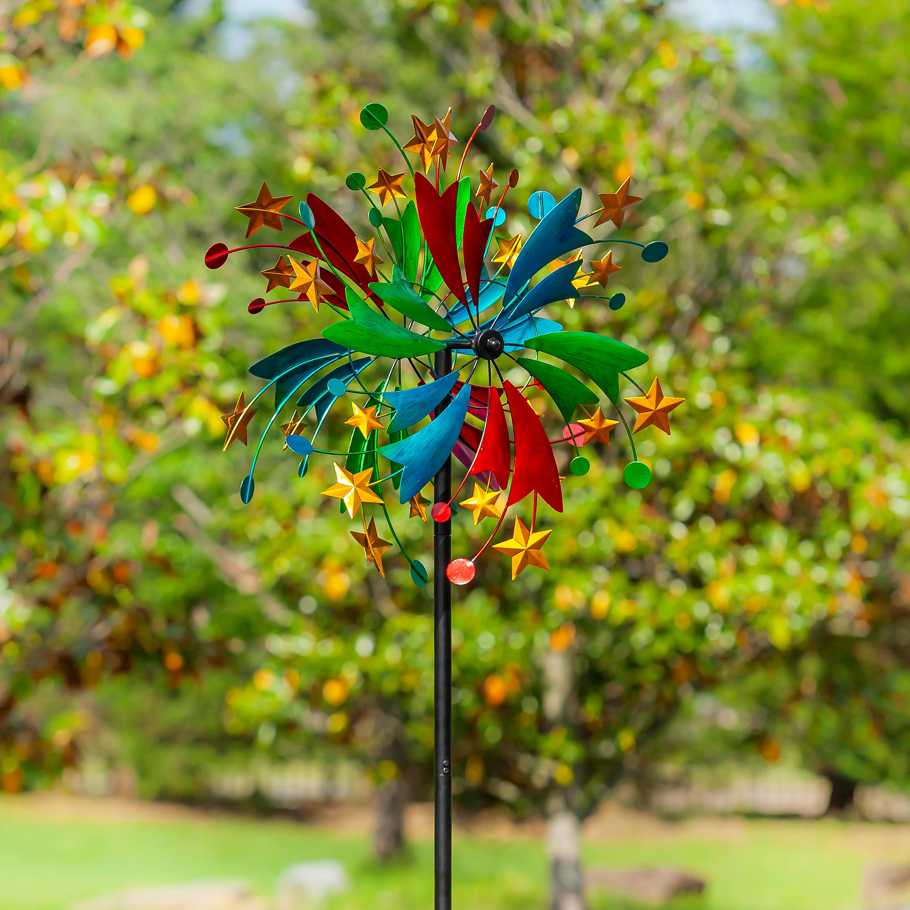 Metal Wind Spinner, Multi Colored Celestial, 75"H