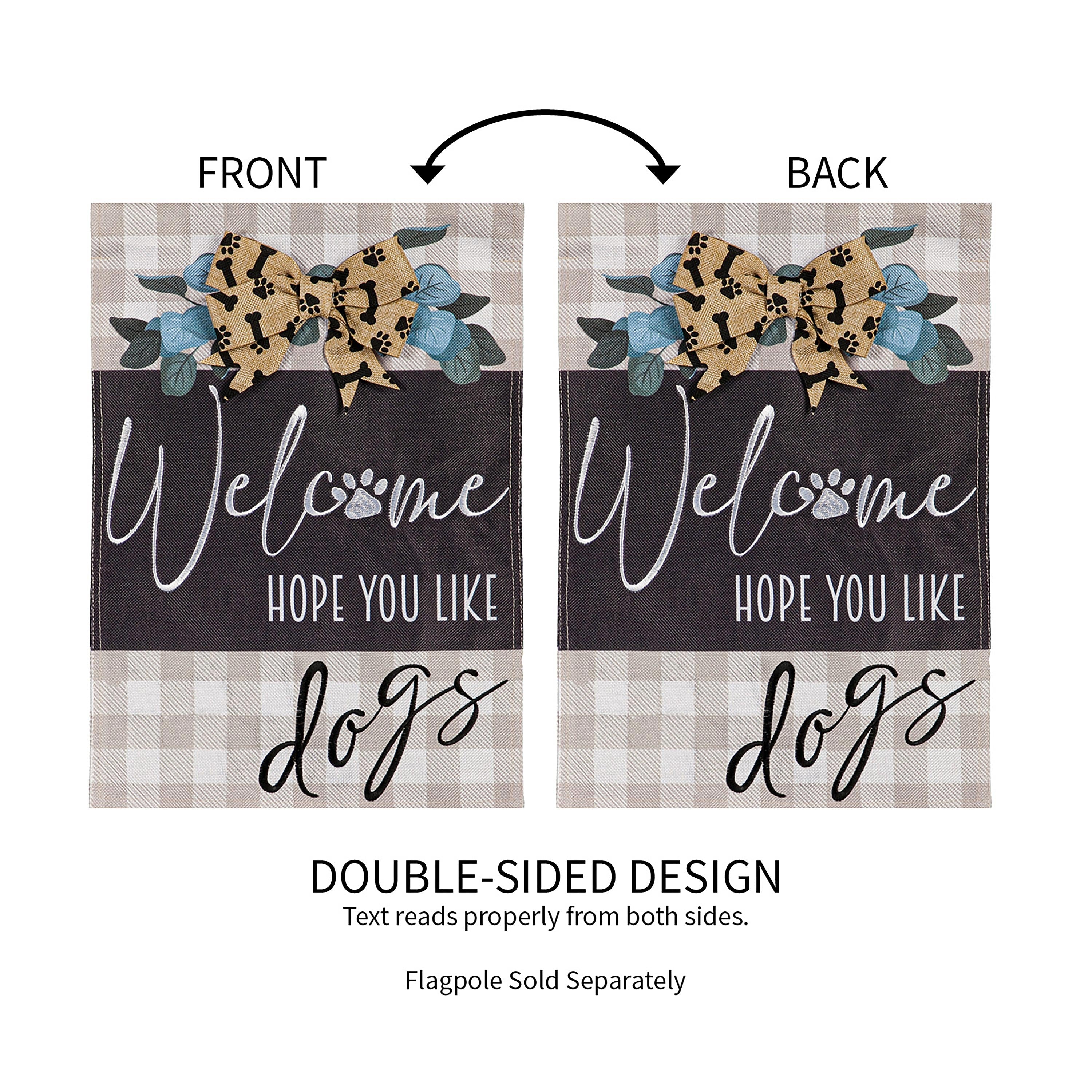 Dogs and Checks Garden Burlap Flag