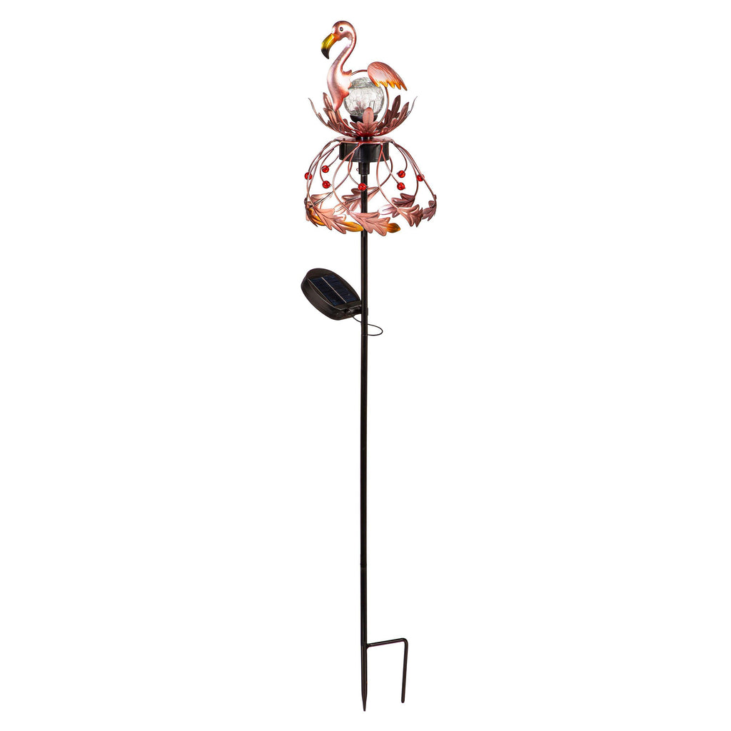 Solar Metal Rotating Spinner, Flamingo, 45"H