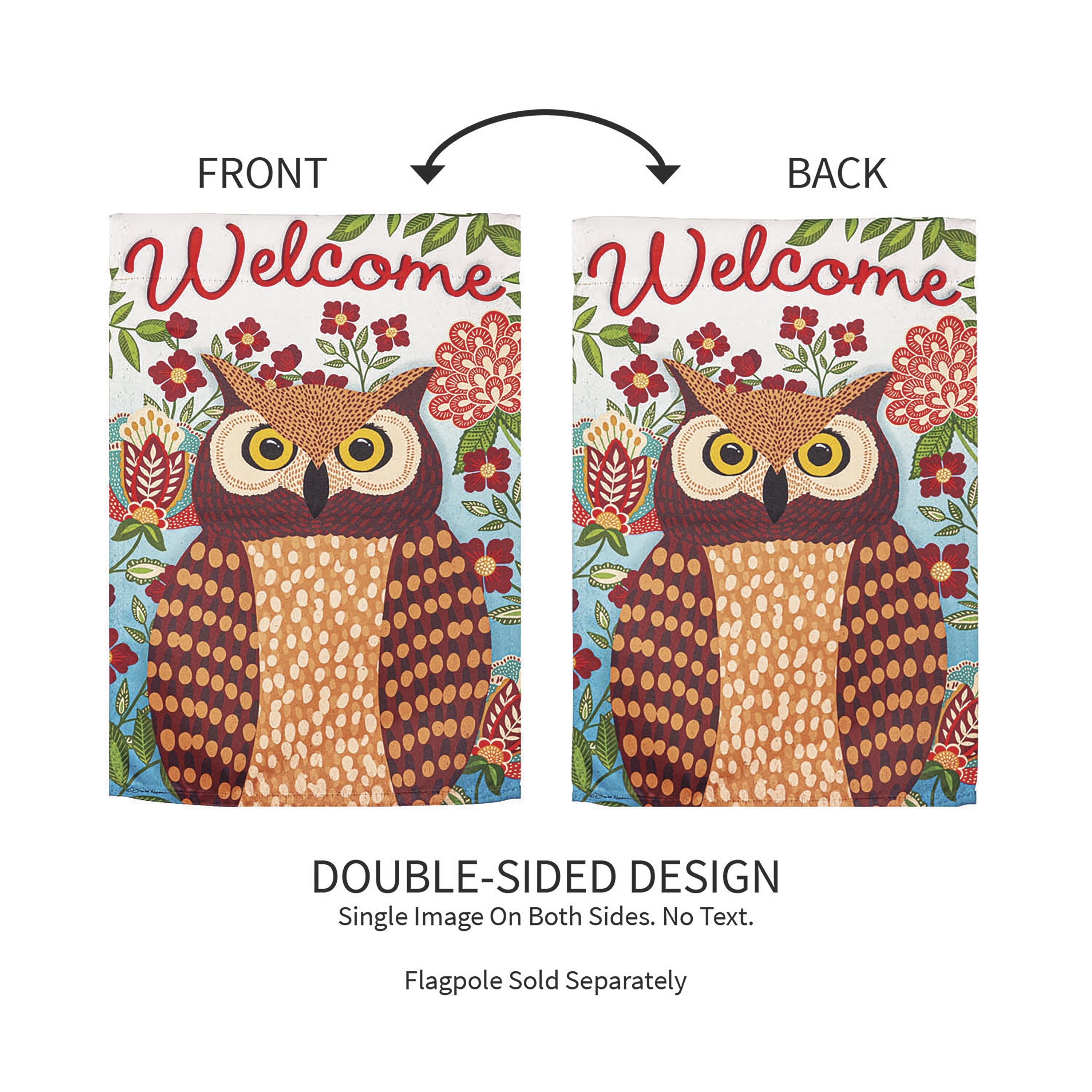 Fall Owl Welcome Garden Suede Flag