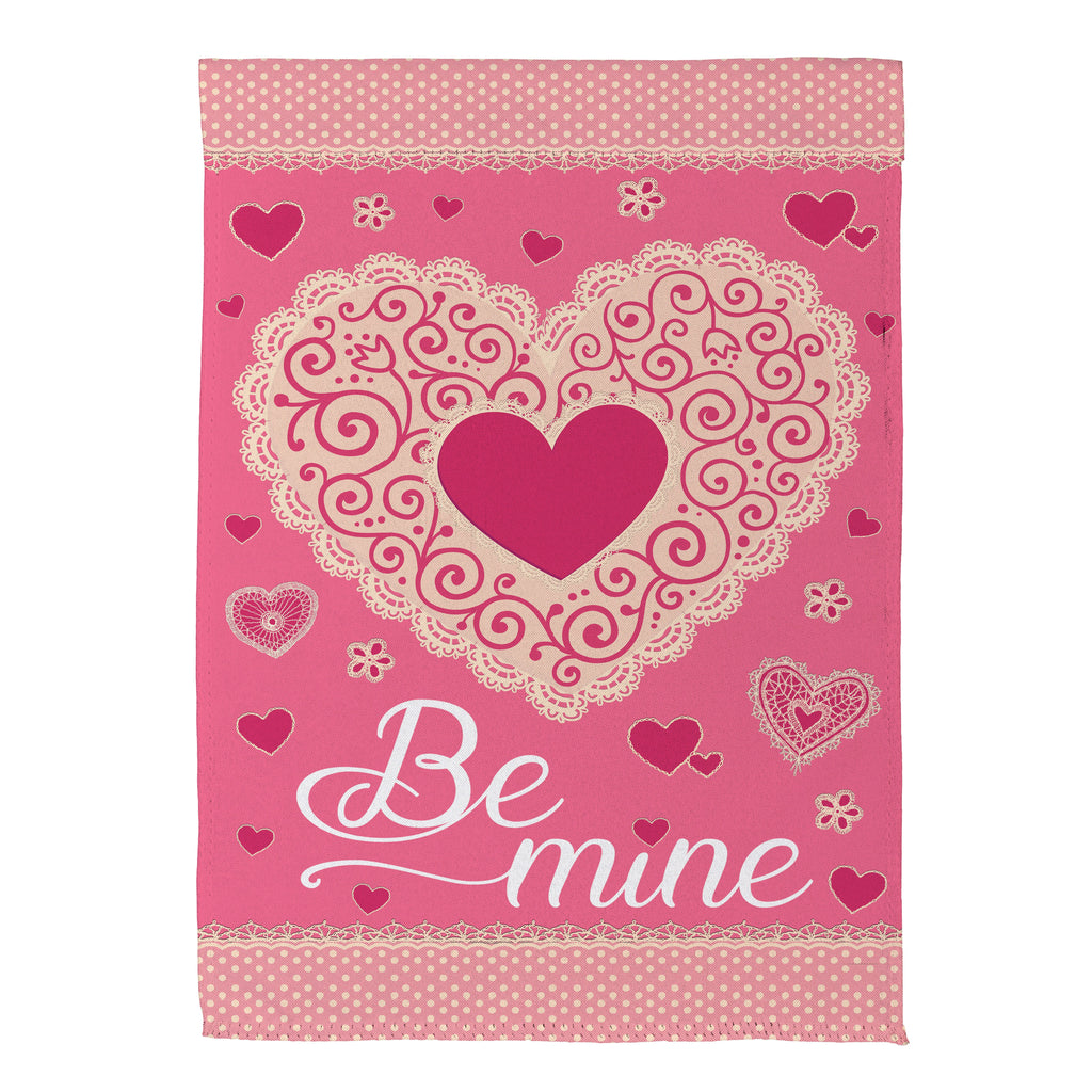 Laced Heart Be Mine Suede Garden Flag