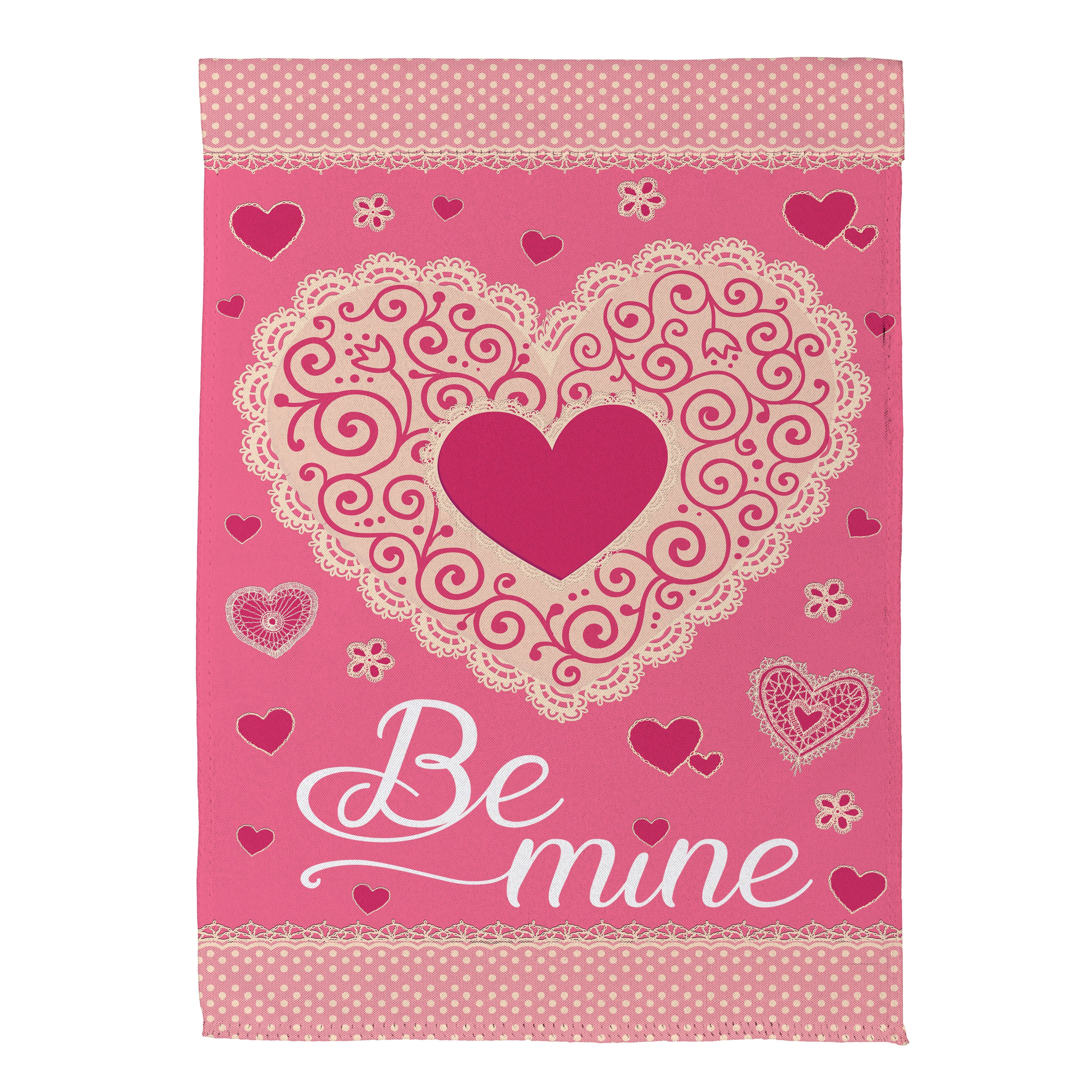 Laced Heart Be Mine Suede Garden Flag