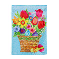 Spring Flowers Basket Suede Garden Flag