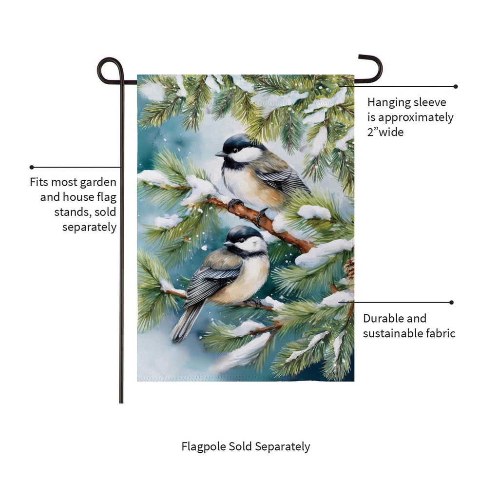 Winter Chickadee Friends Suede Garden Flag