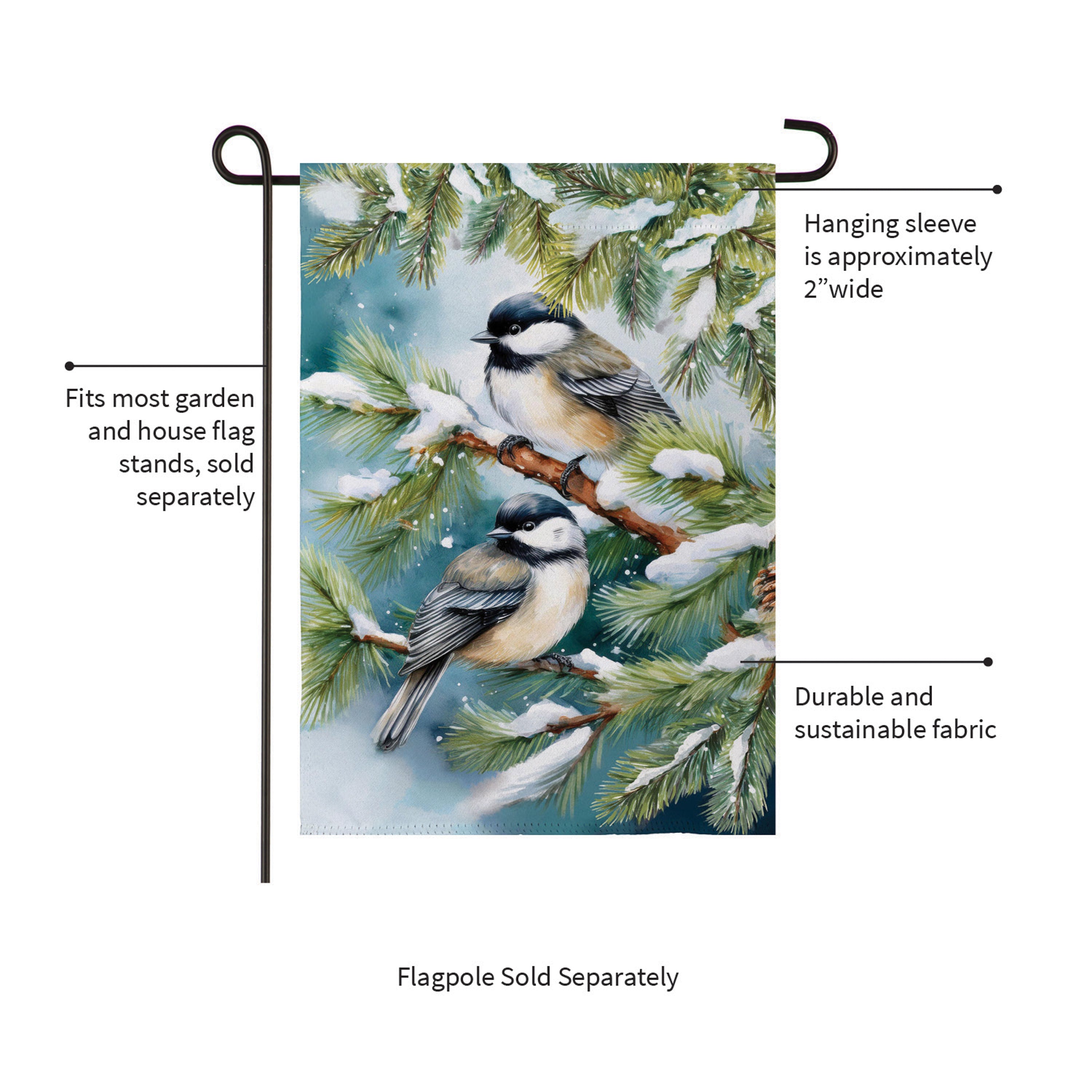 Winter Chickadee Friends Suede Garden Flag