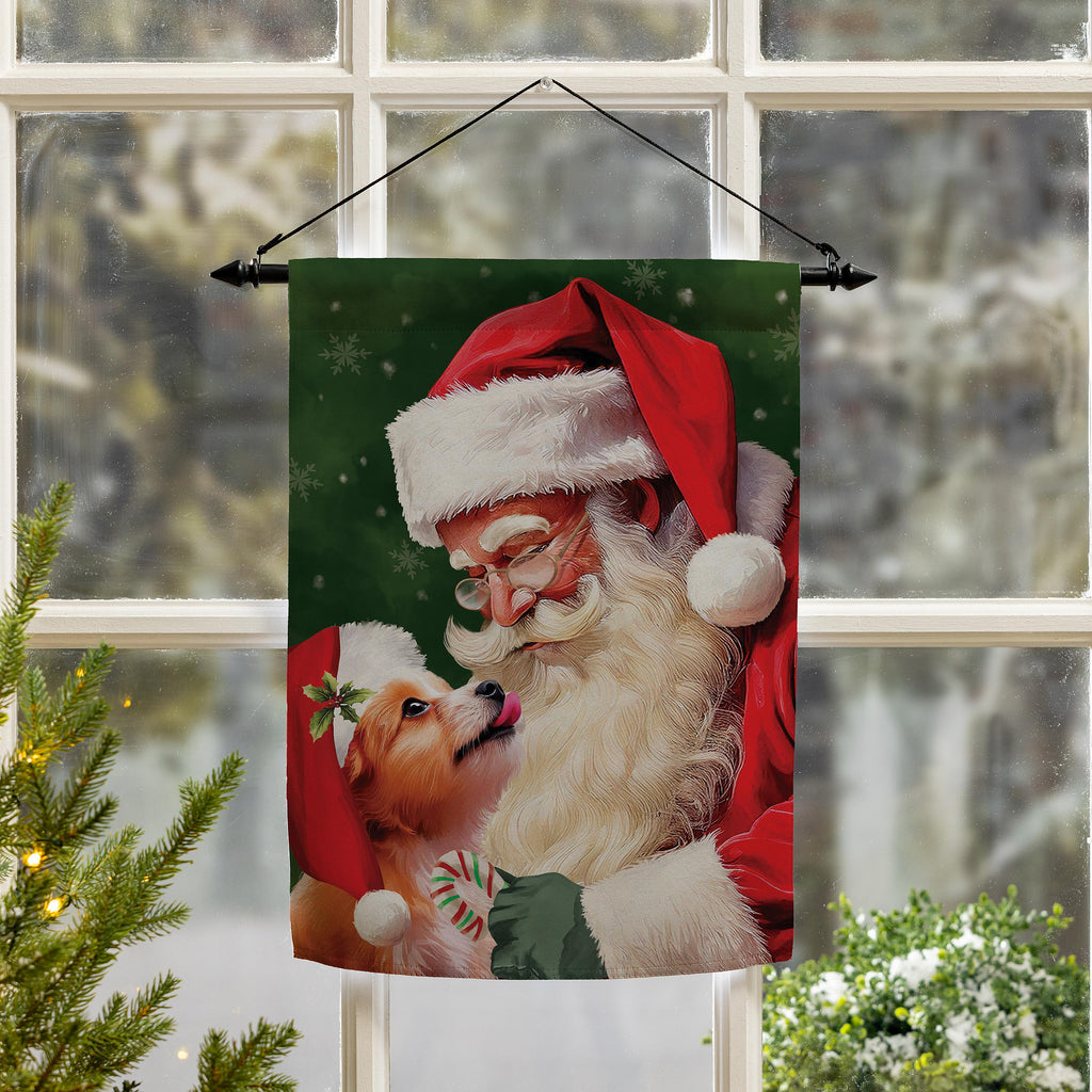 Santa & Olive Suede Garden Flag