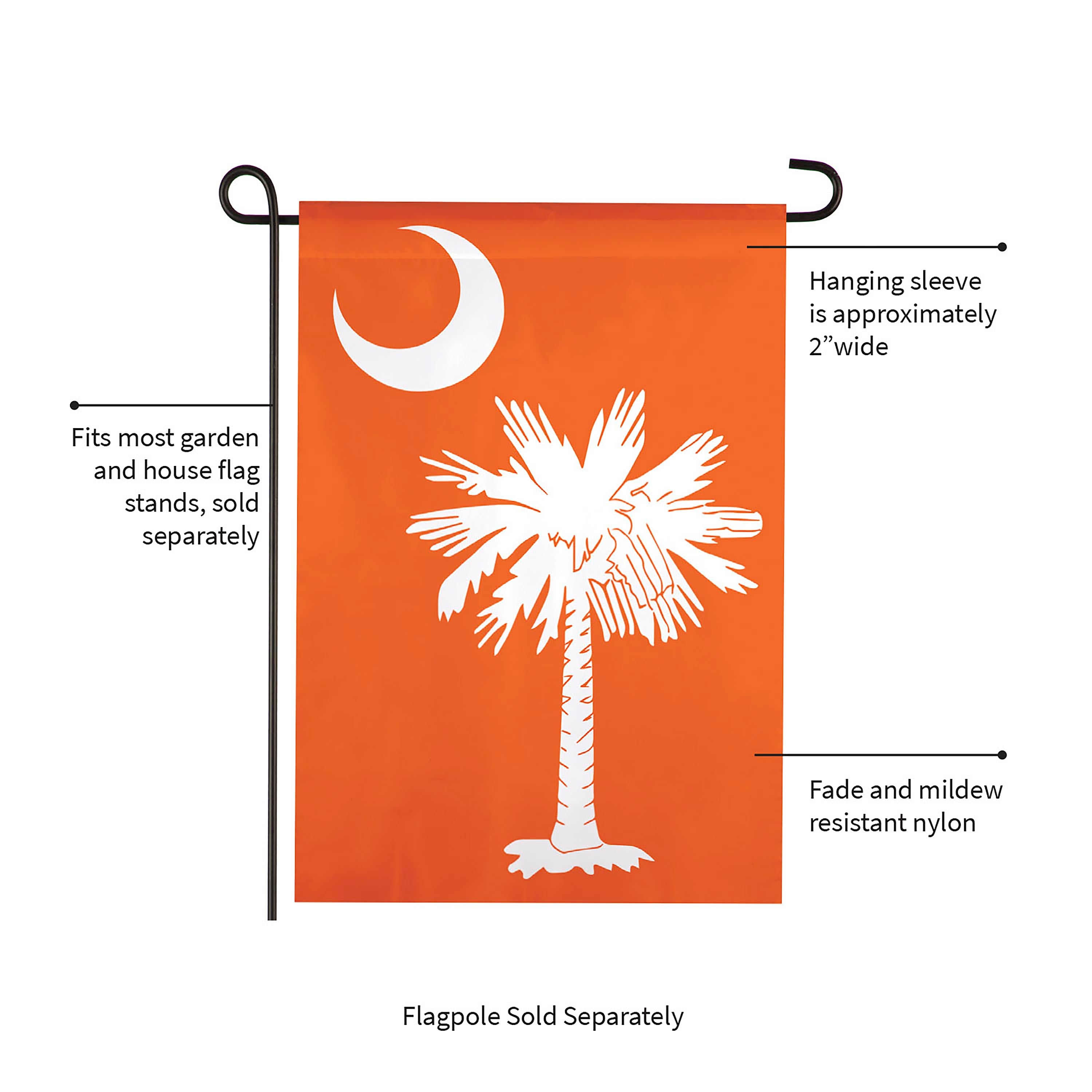 South Carolina Palmetto, Orange Garden Applique Flag