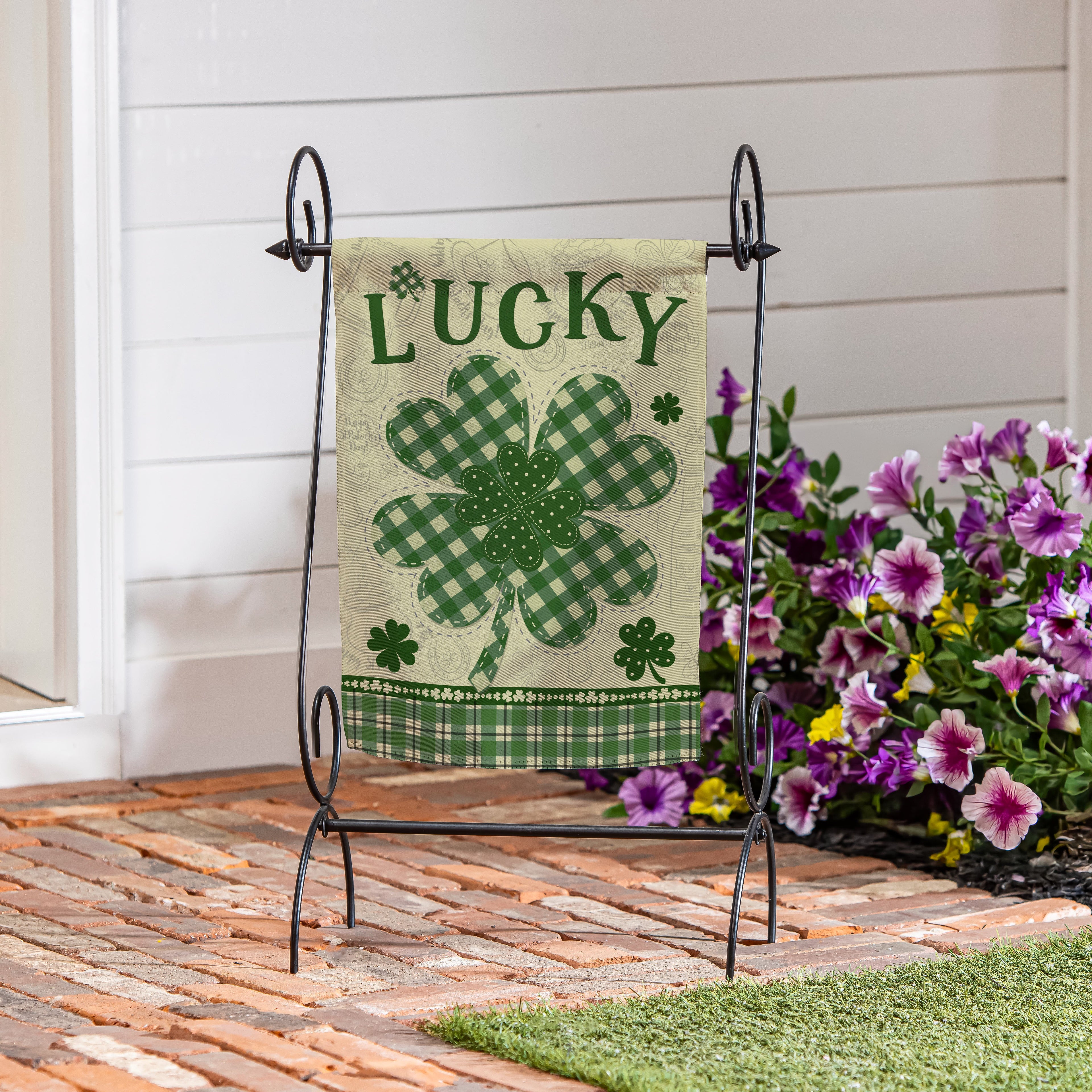 Lucky Clover Suede Garden Flag
