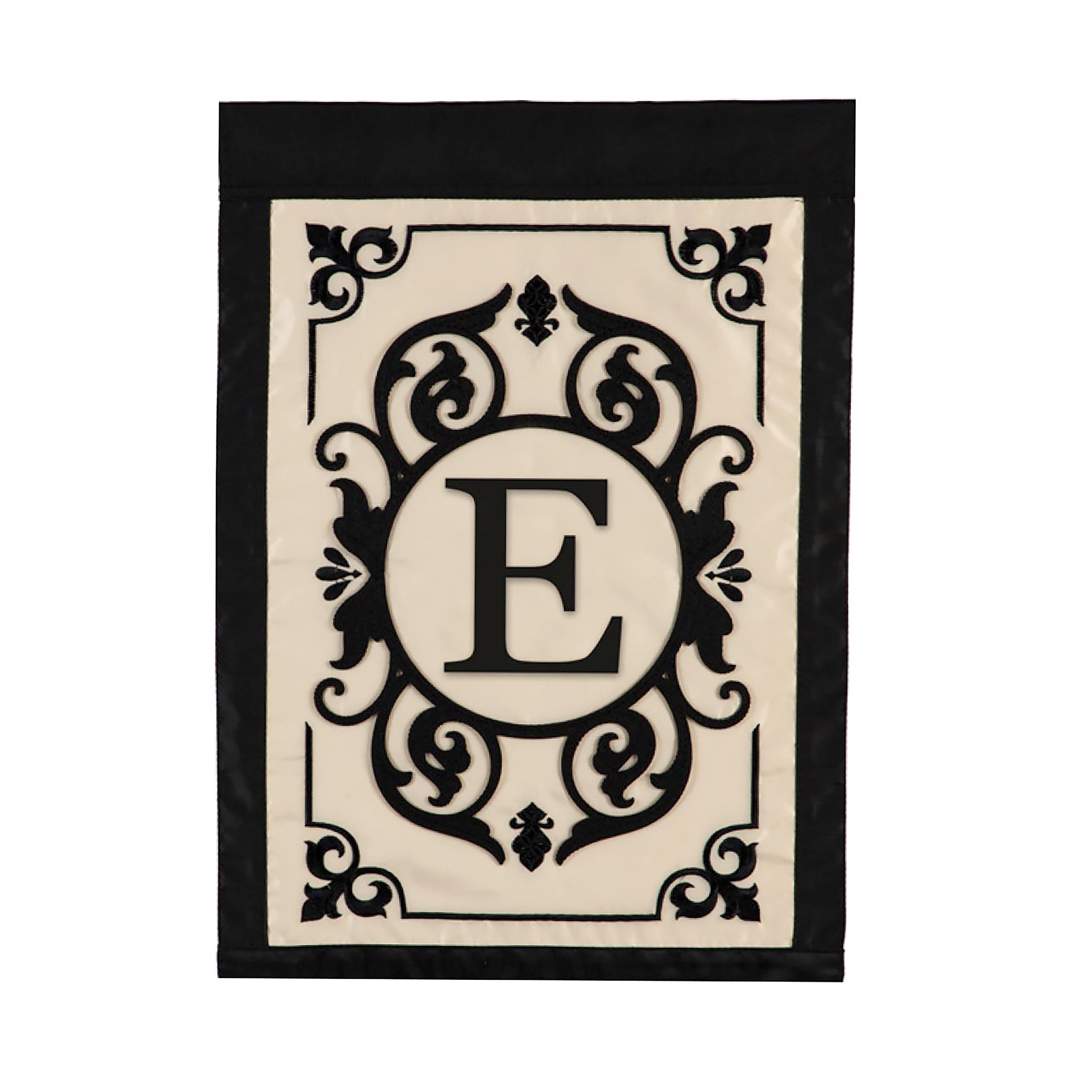 Cambridge Monogram Garden Applique Flag, Letter E