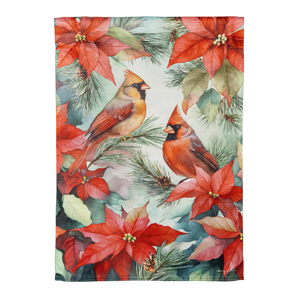 Cardinals In Winter Suede Garden Flag