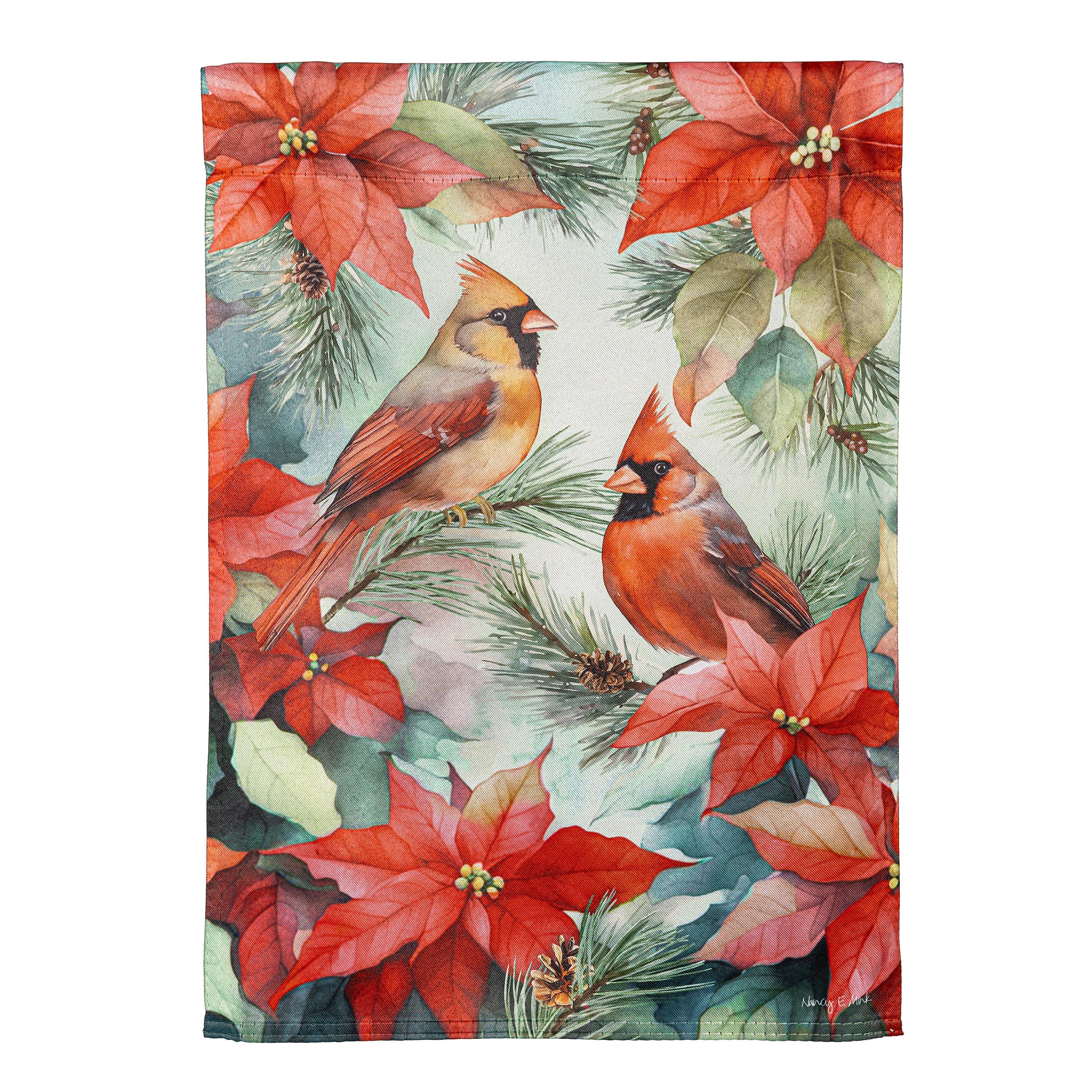 Cardinals In Winter Suede Garden Flag