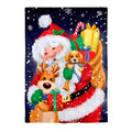 Santa, Reindeer and Puppy Suede House Flag
