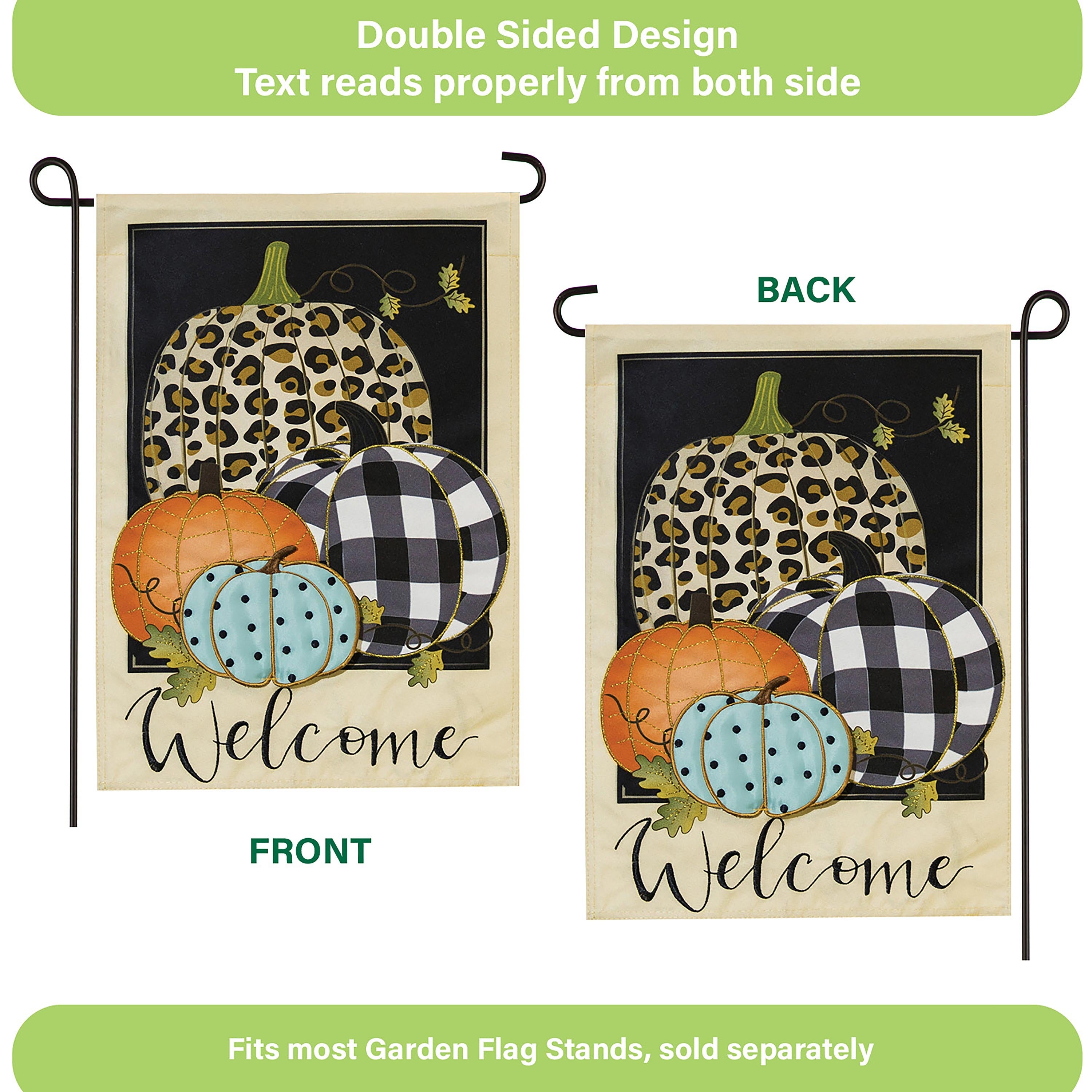 Mixed Print Pumpkins Garden Linen Flag