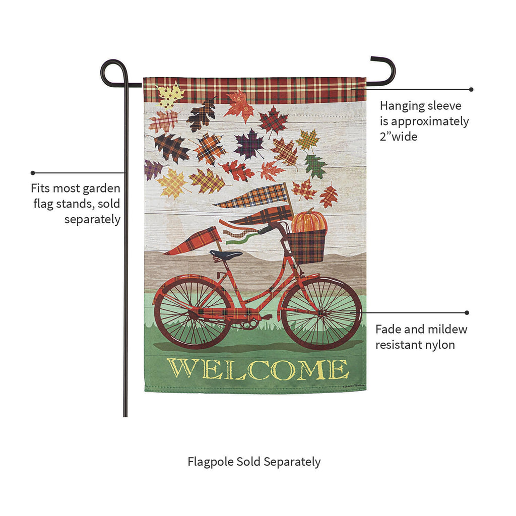 Fall Bicycle Garden Suede Flag