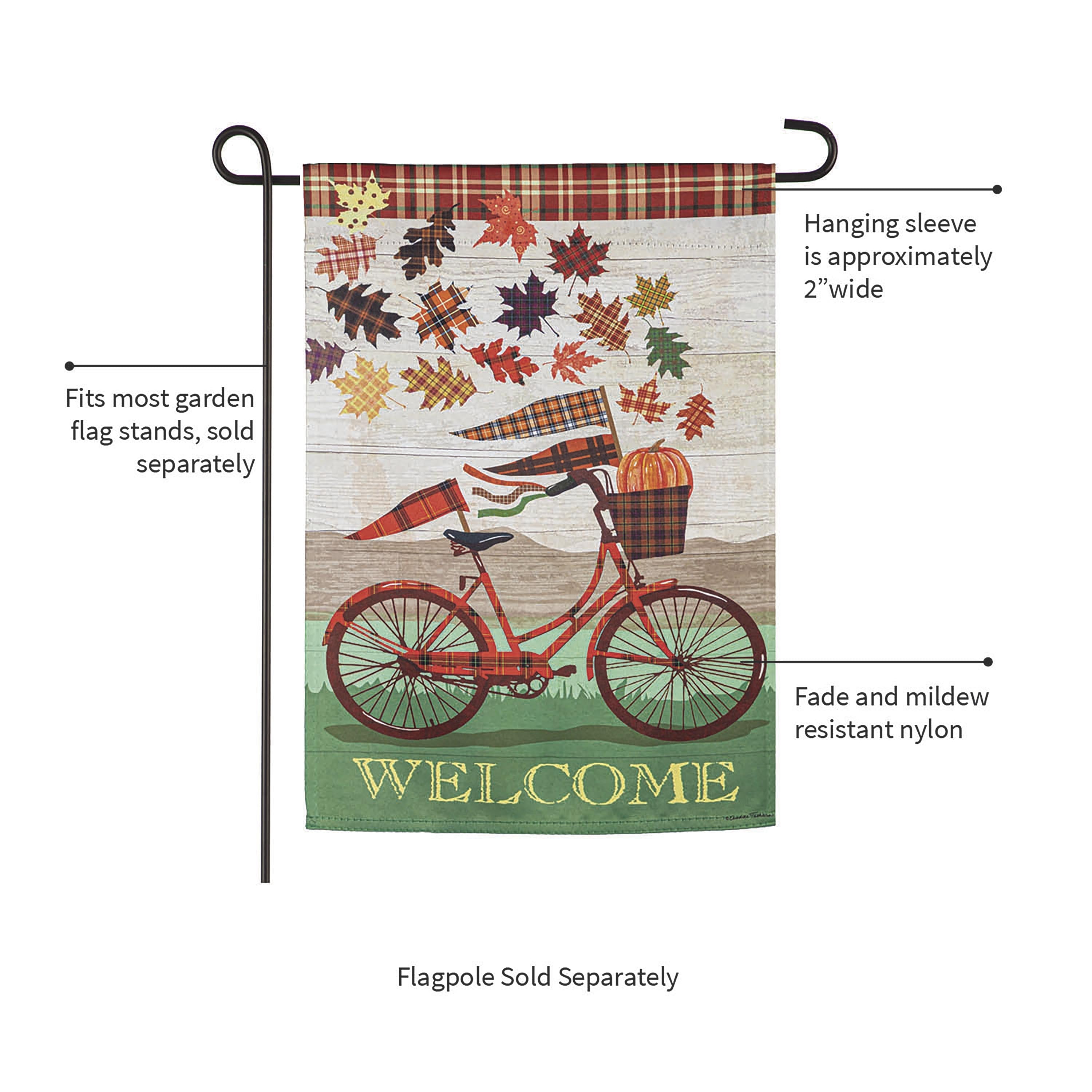 Fall Bicycle Garden Suede Flag