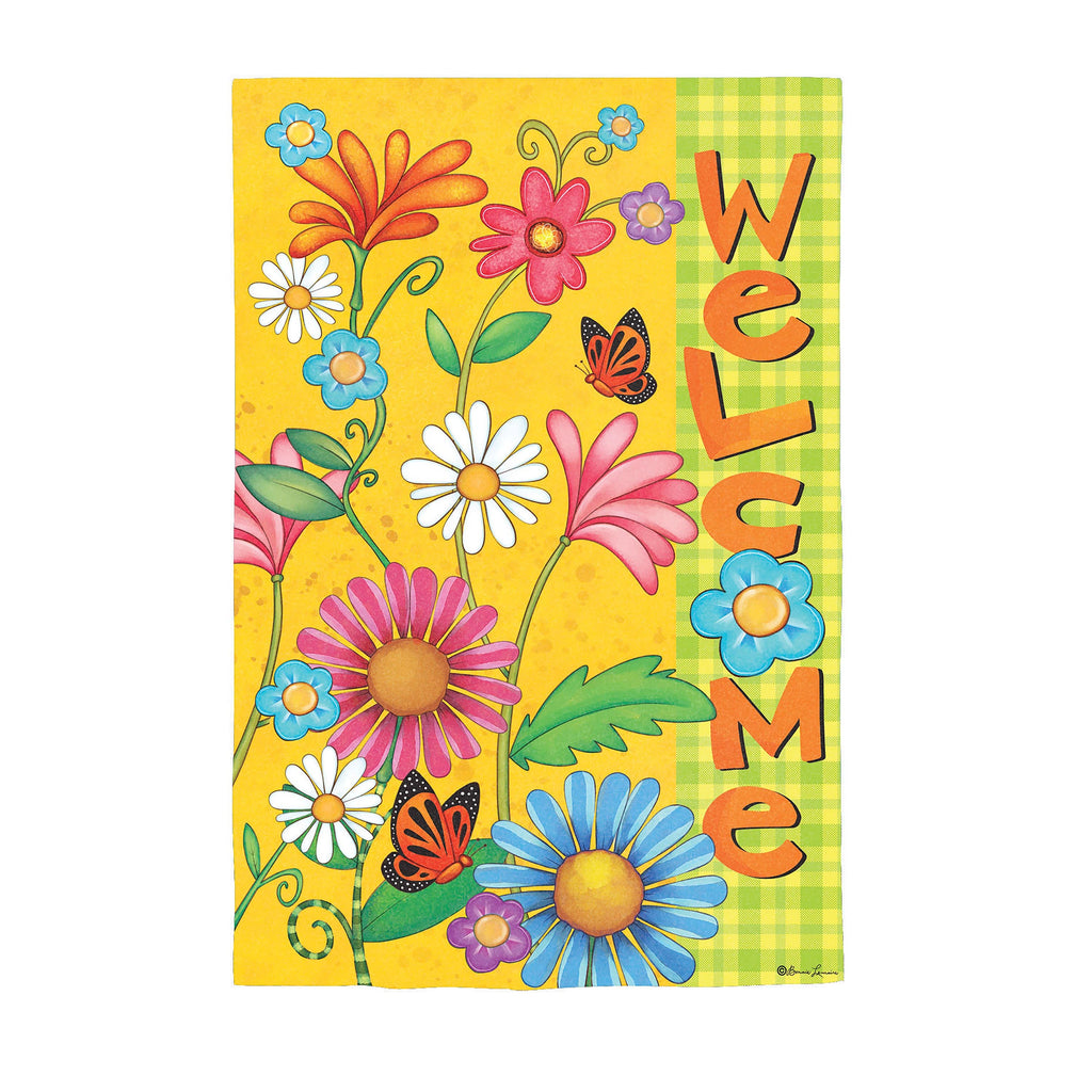 Welcome Spring Suede House Flag