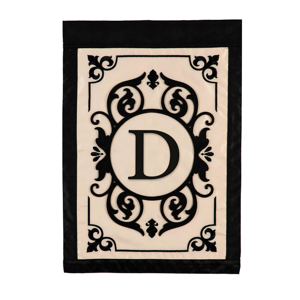 Cambridge Monogram Garden Applique Flag, Letter D