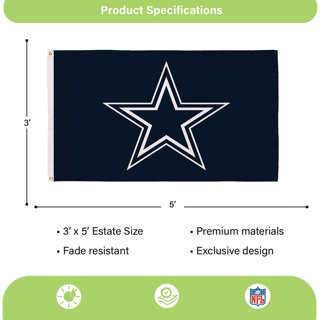 Dallas Cowboys Single Sided Estate Flag with 2 Grommets, 3'x5'