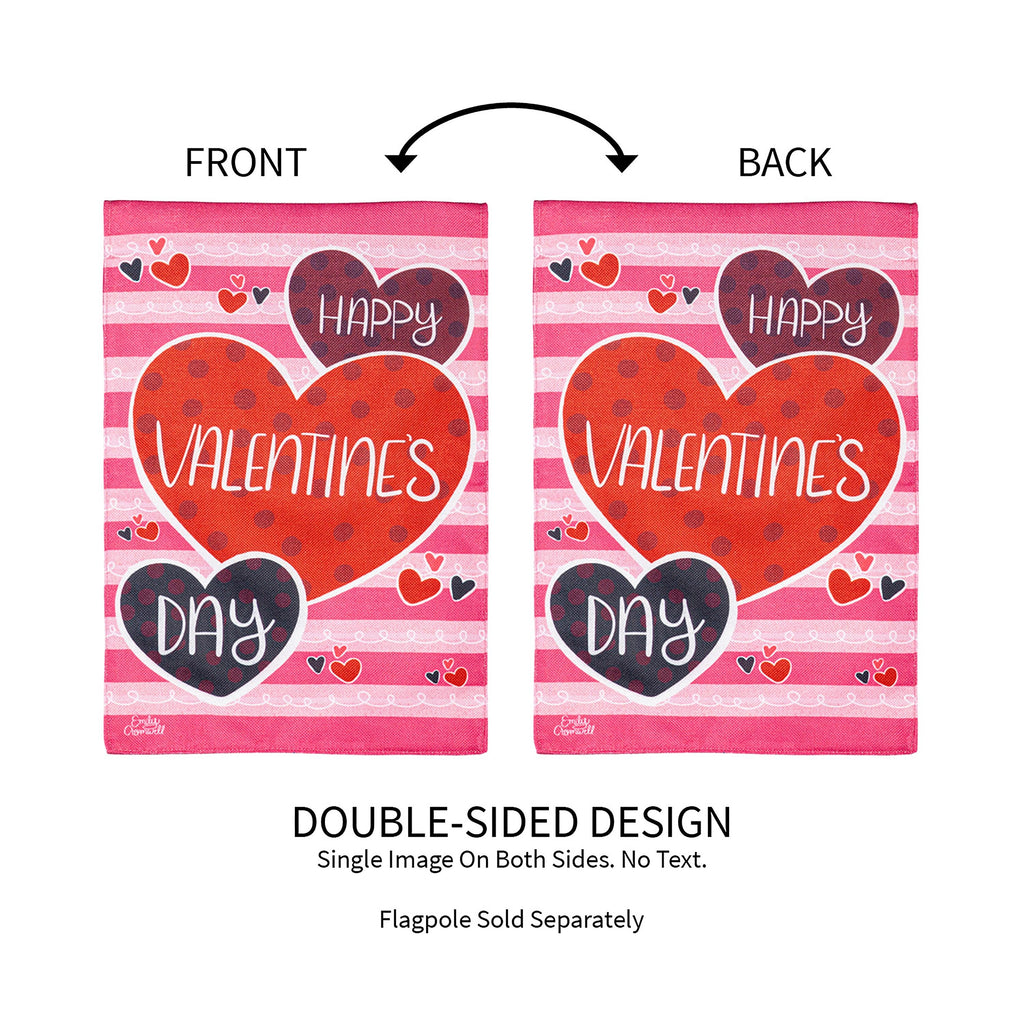 Happy Valentine's Day Hearts Burlap Garden Flag