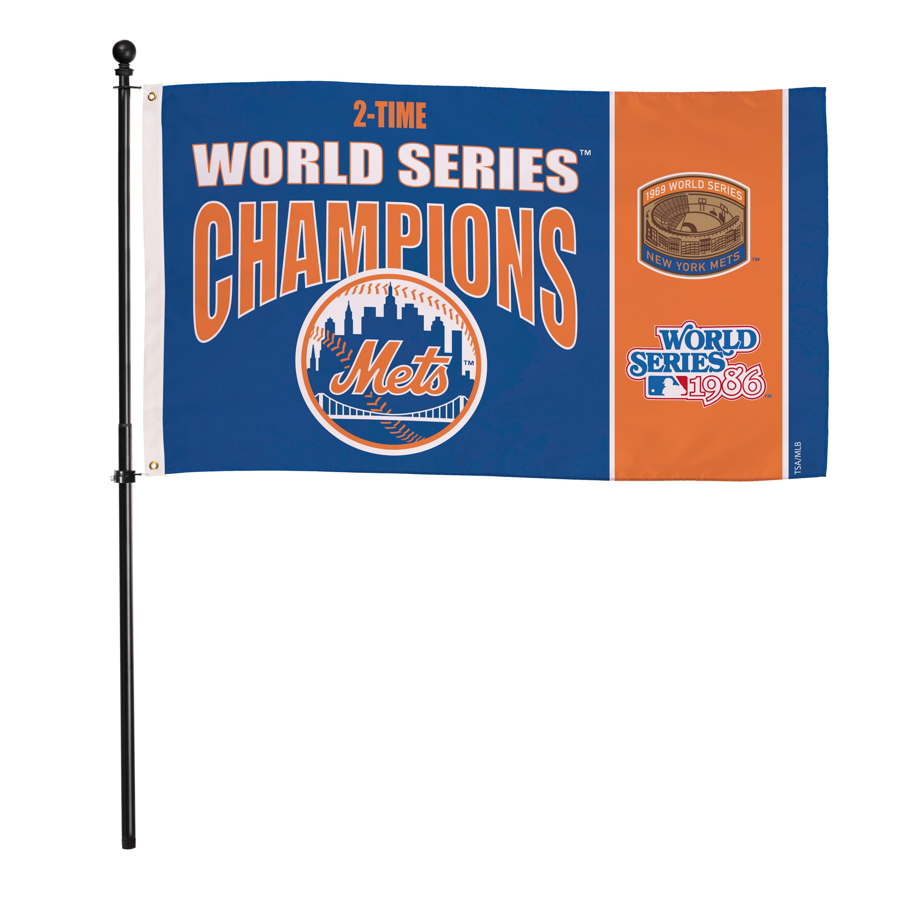 New York Mets Single Sided Flag w/ 2 Grommets, 3'x5' Multi Win Flag