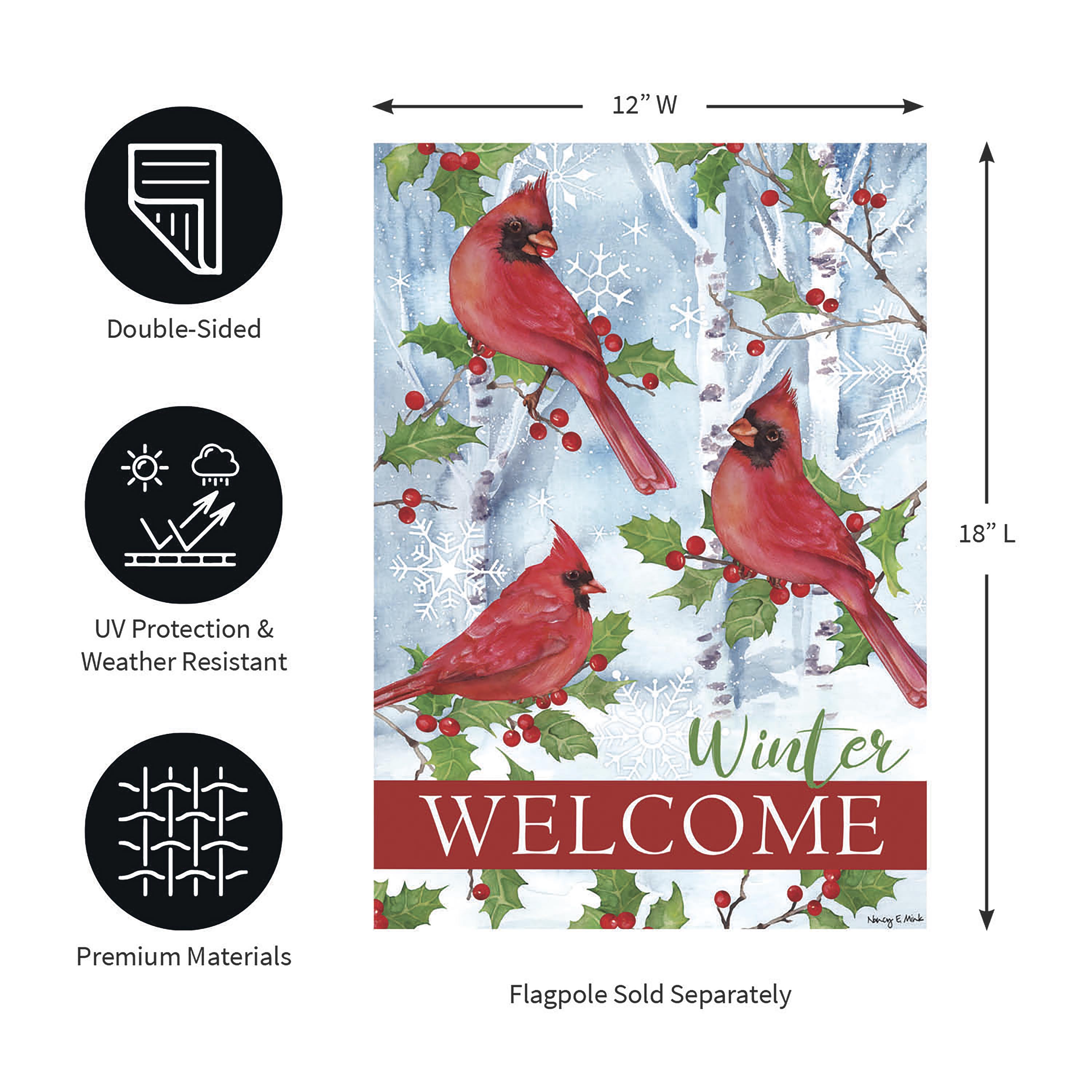 Winter Visit Suede Garden Flag