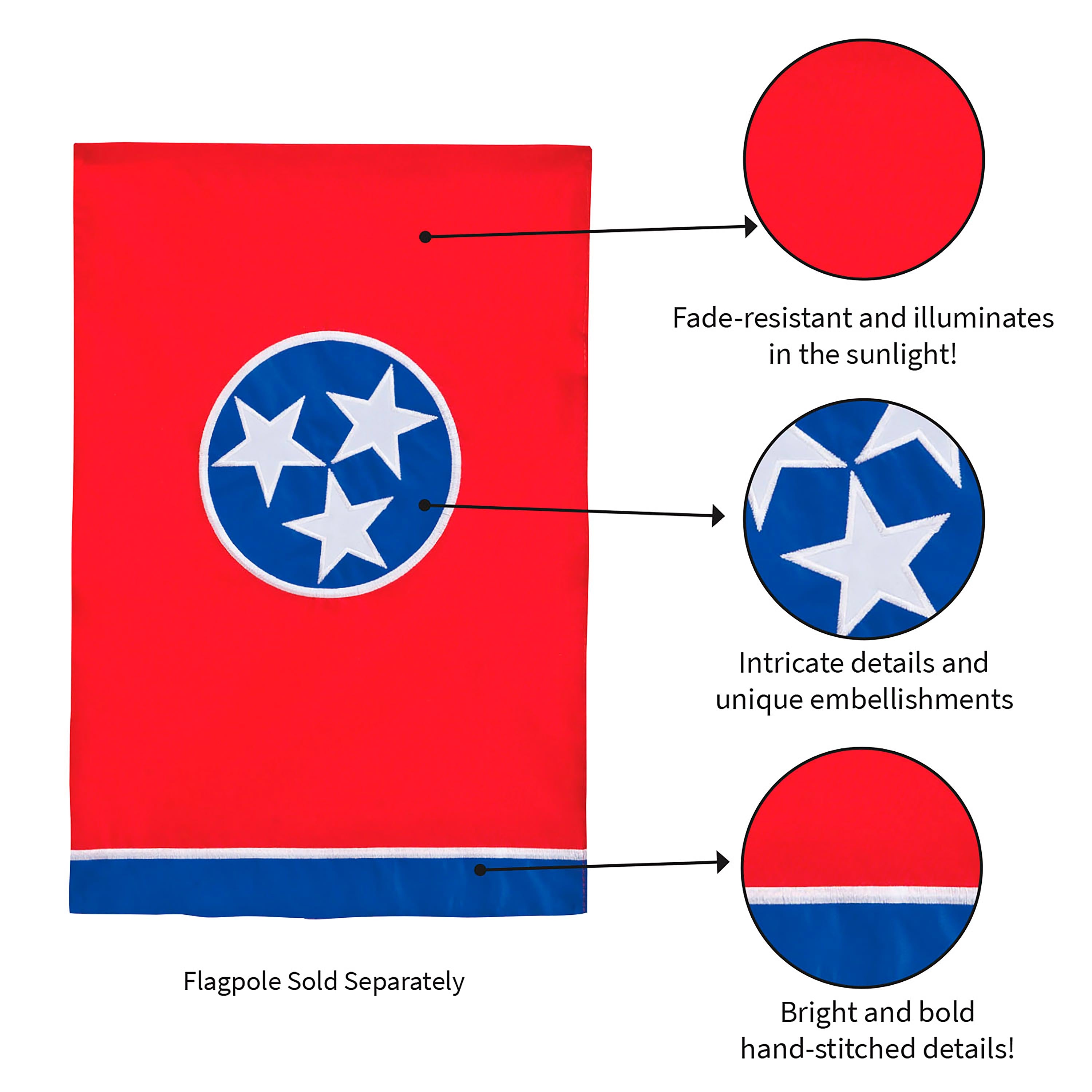 Tennessee State Flag Garden Applique Flag