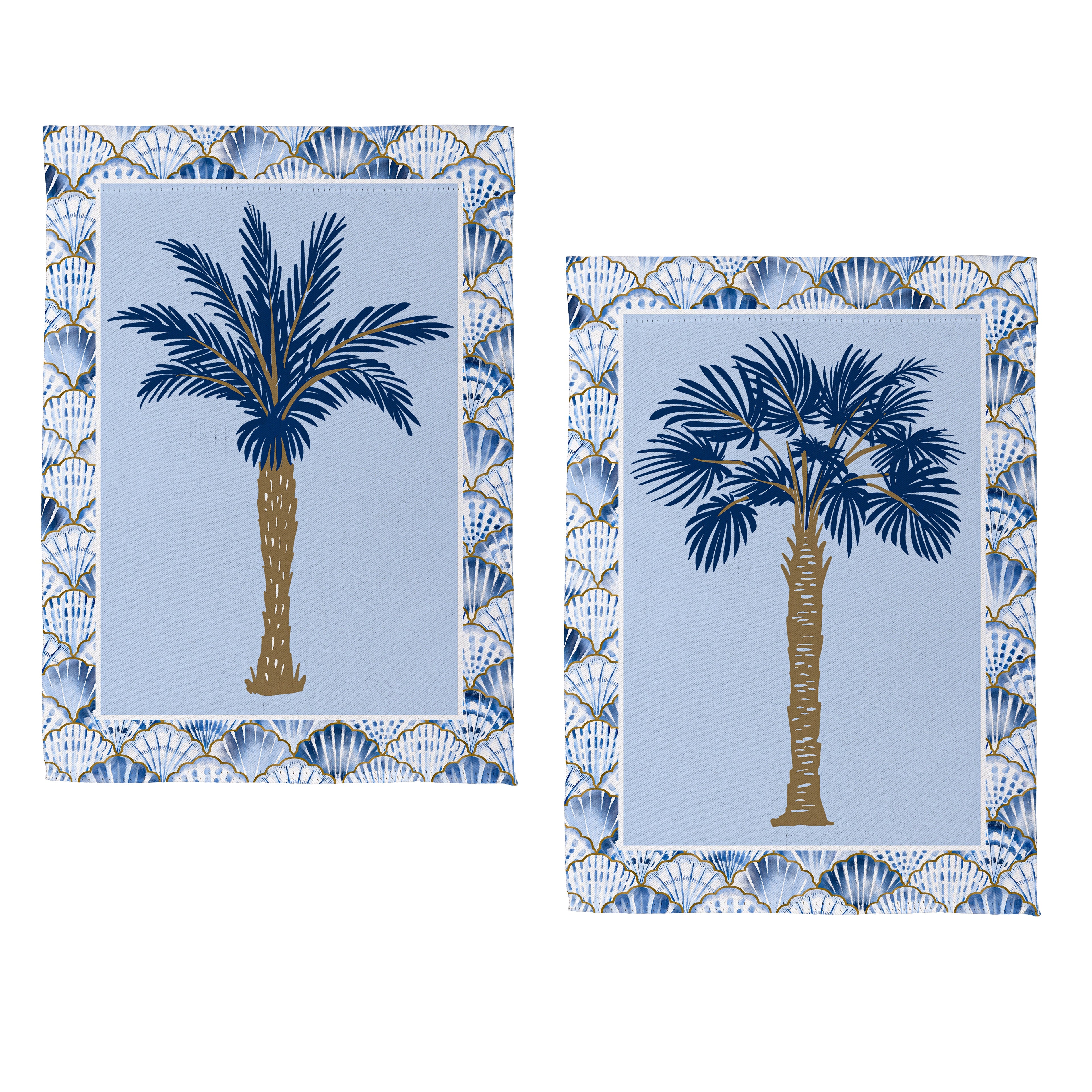 Blue Coastal Palm Trees Double Sided Suede House Flag