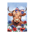 Patriotic Highland Cow Applique House Flag
