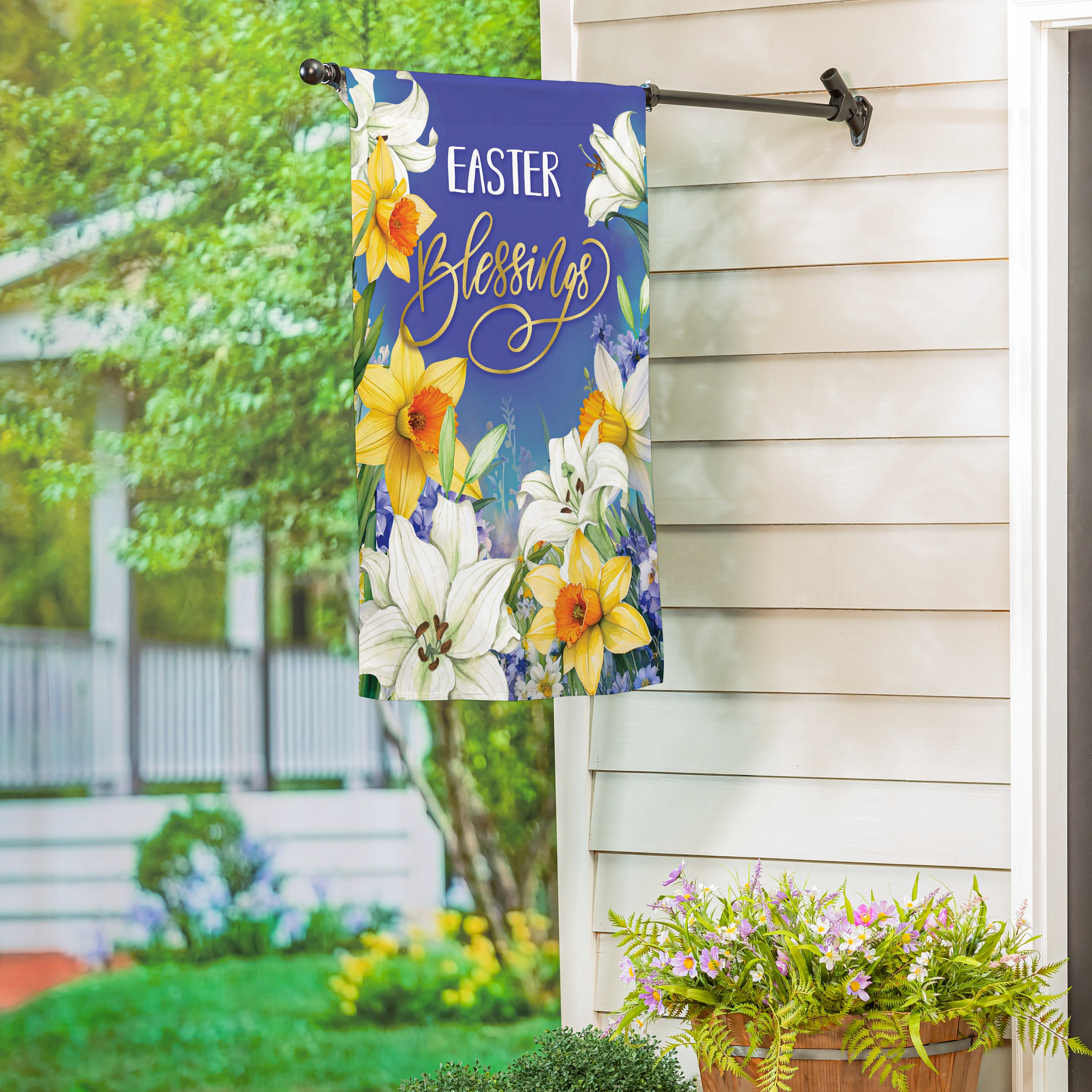 Blessings For Easter Suede House Flag