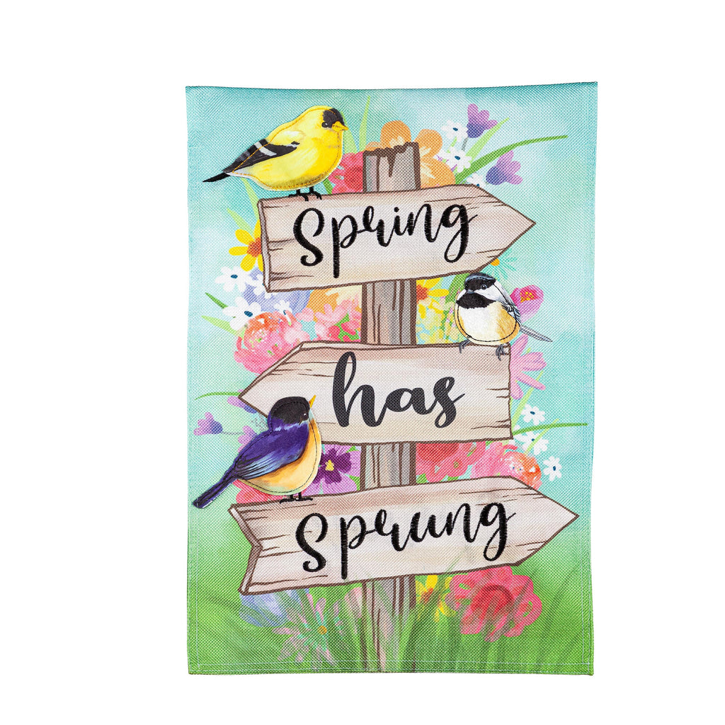 Spring Sign Burlap Garden Flag