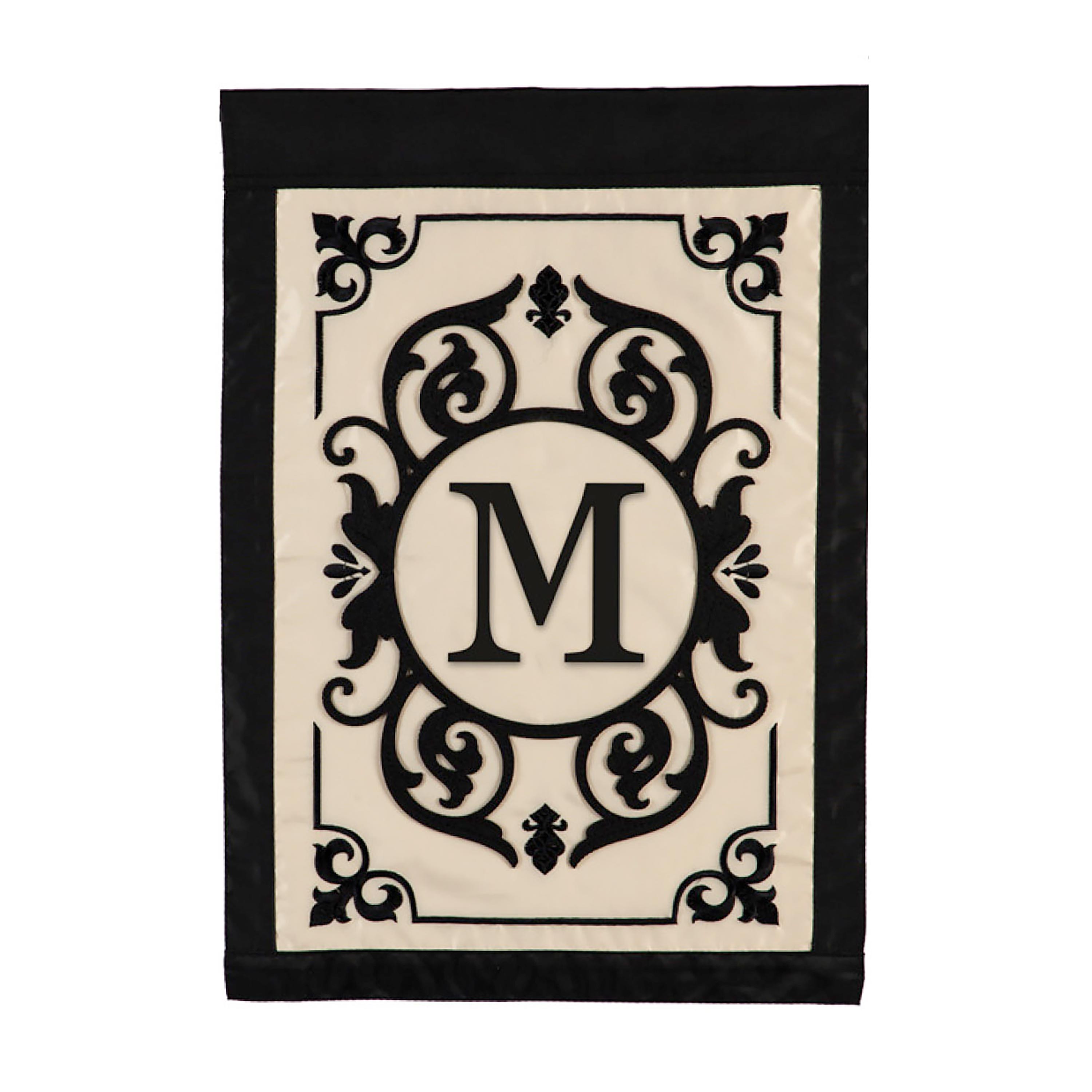 Cambridge Monogram Garden Applique Flag, Letter M