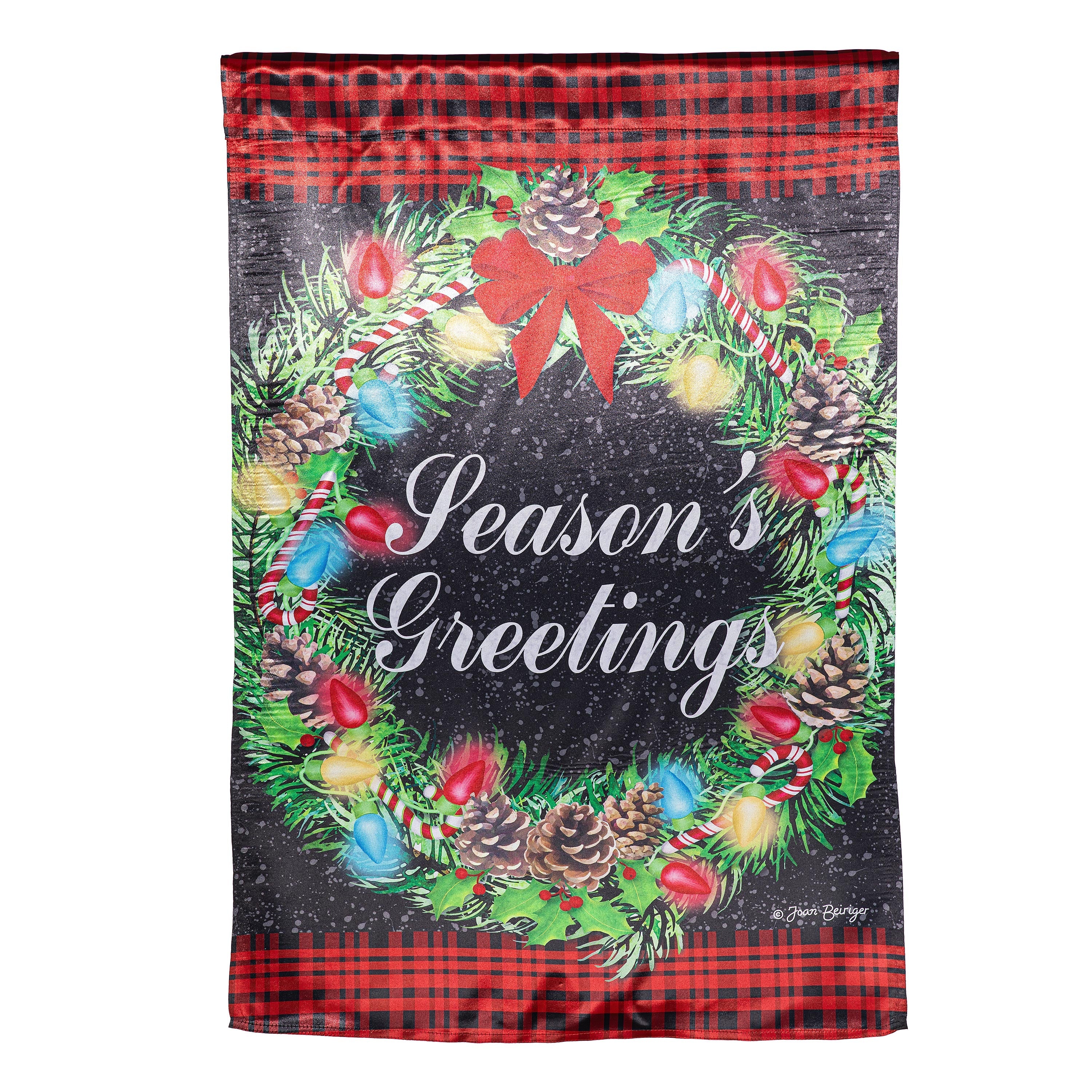 Season's Greeting Lustre House Flag