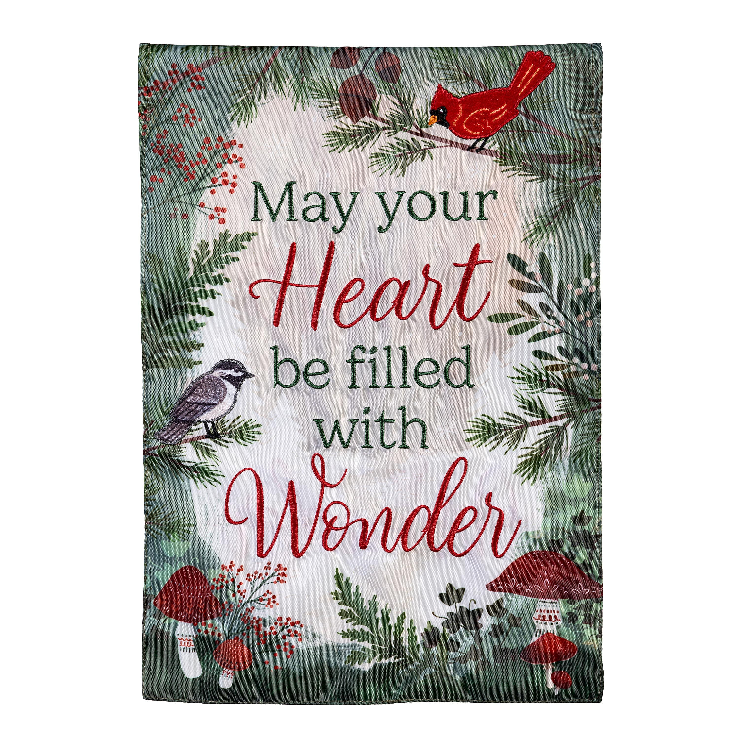 Wondering Heart Applique Garden Flag