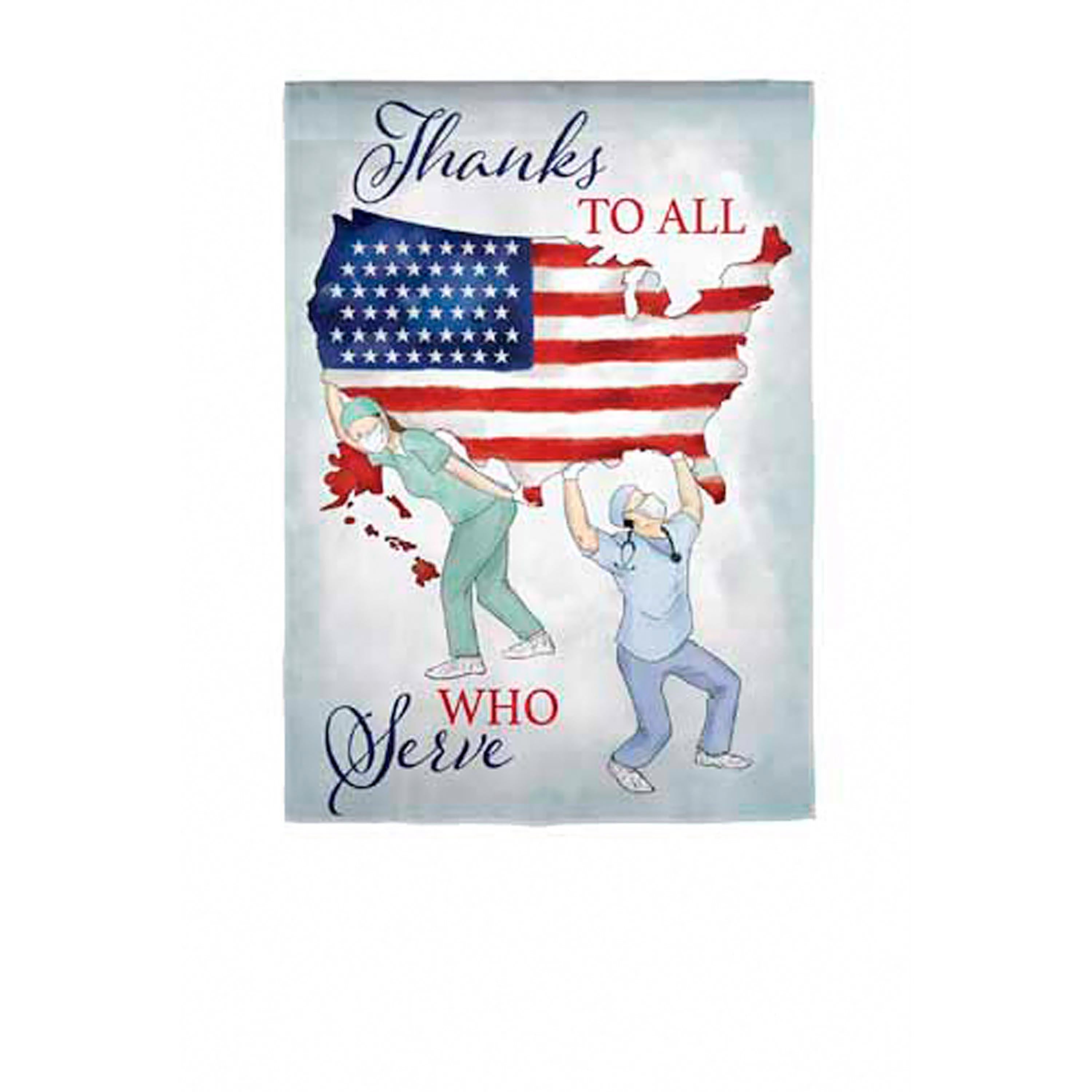 Thanks to All Who Serve Garden Suede Flag