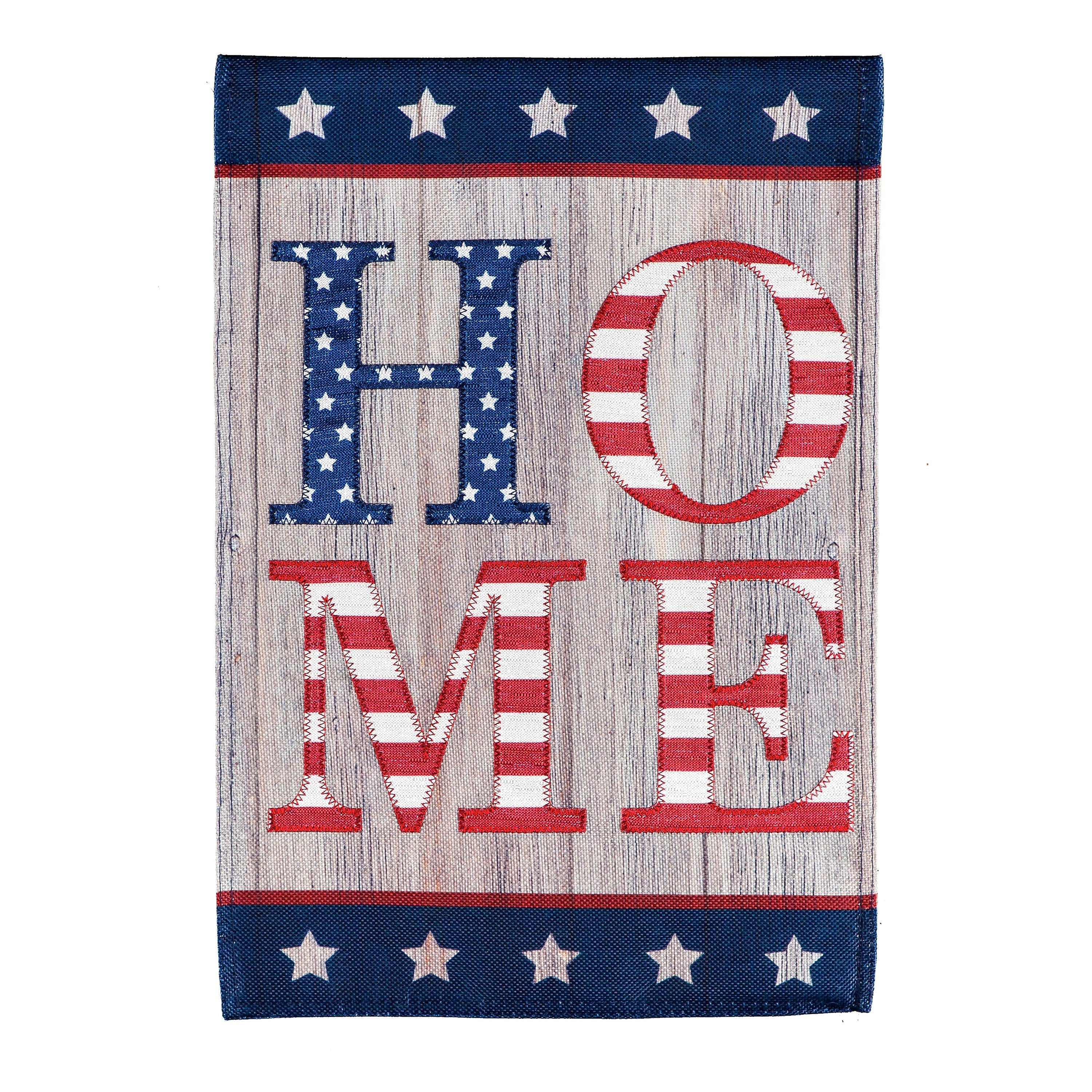 Stacked Home Garden Burlap Flag