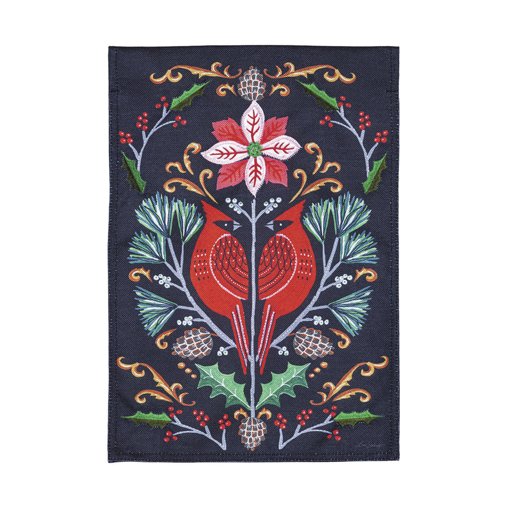 Cardinal Damask Burlap Garden Flag