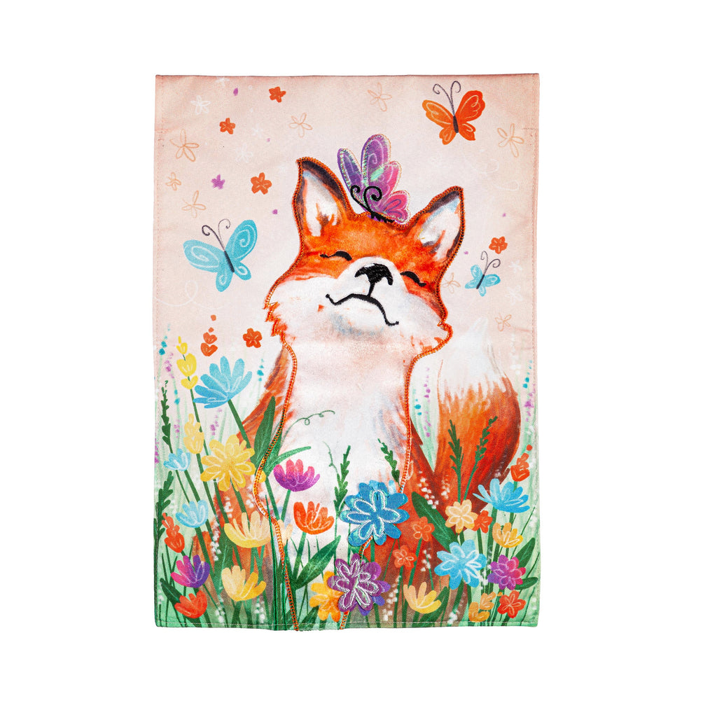 Fox and Wildflowers Linen Garden Flag