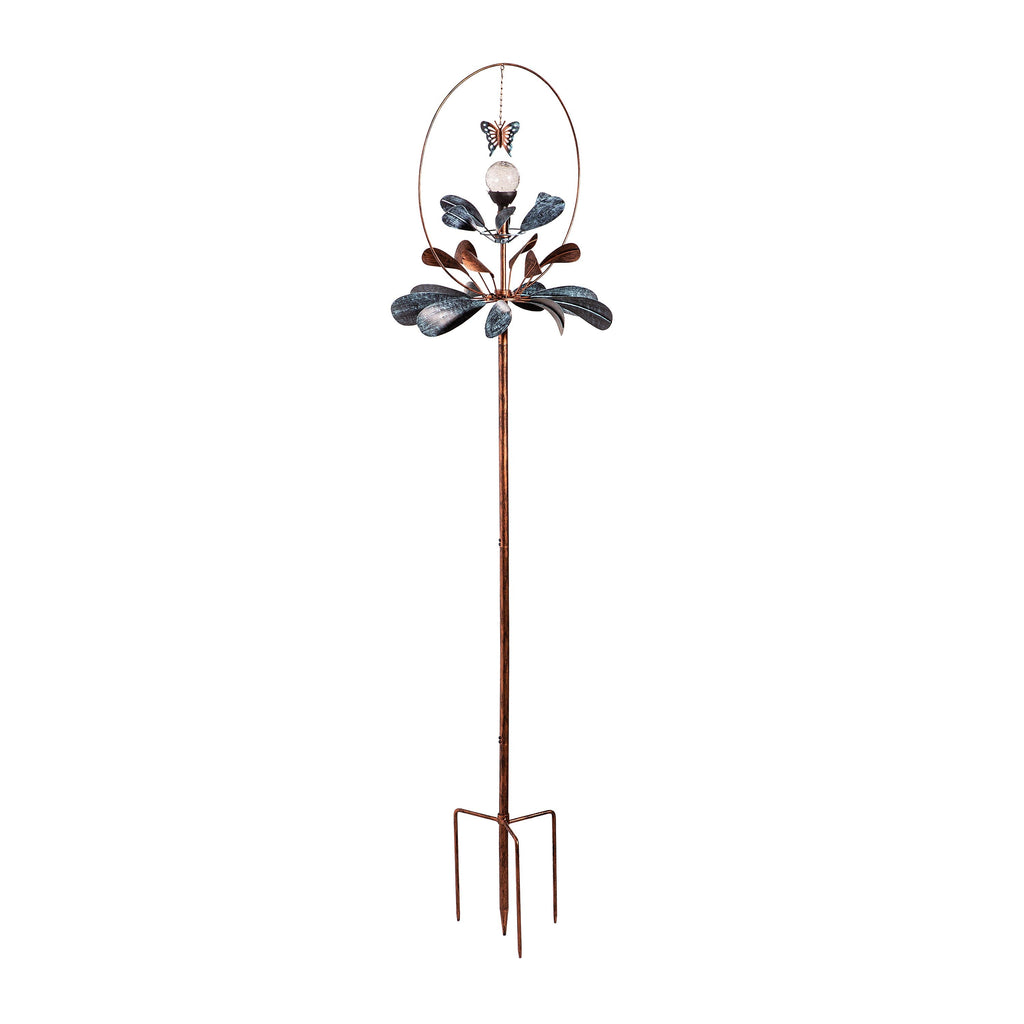 Solar Metal Wind Spinner, Sphere Flower, 87"H