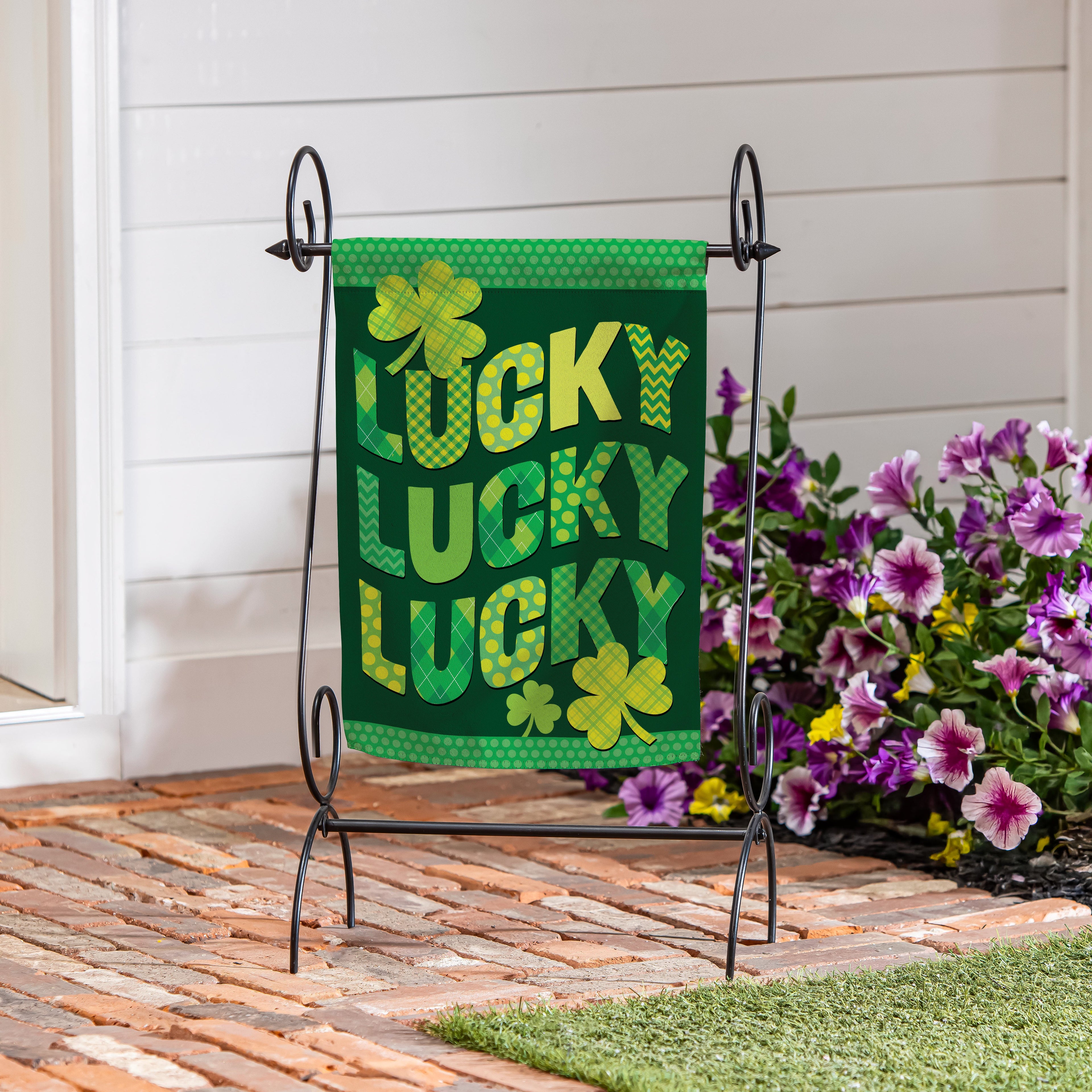 Triple Lucky Suede Garden Flag