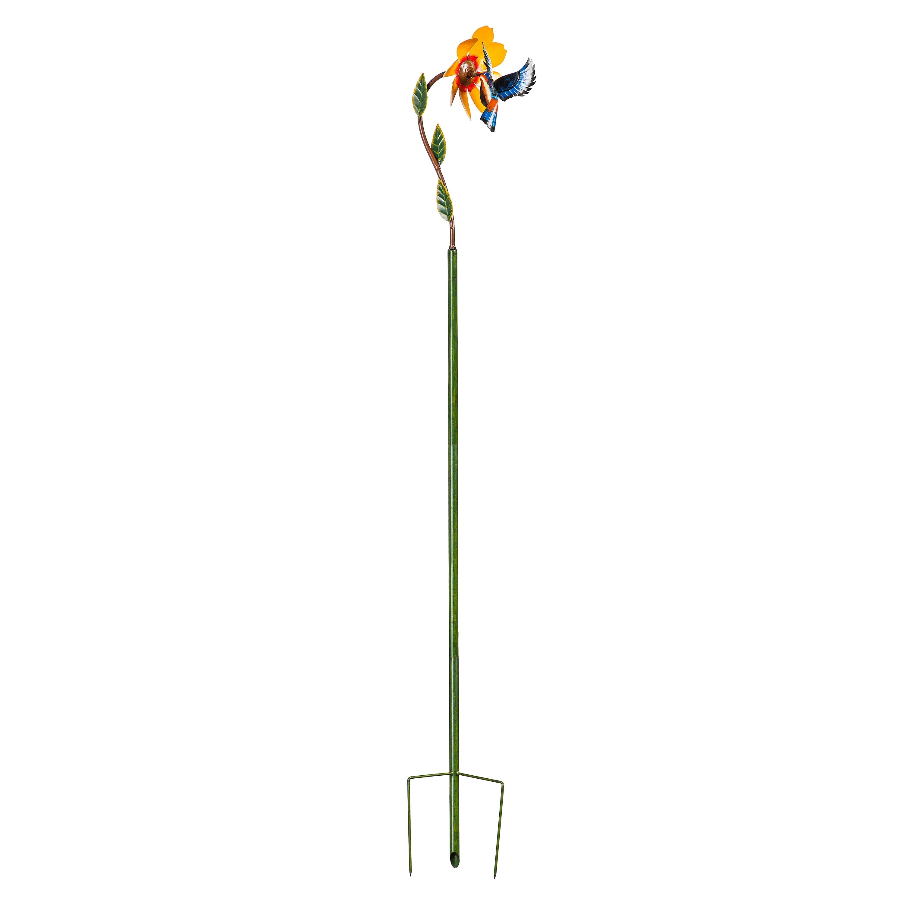 Metal Bird and Yellow Flower Spinner