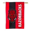 Double-Sided Embellished NCAA College Team Pride Applique House Flag, Univ of Arkansas