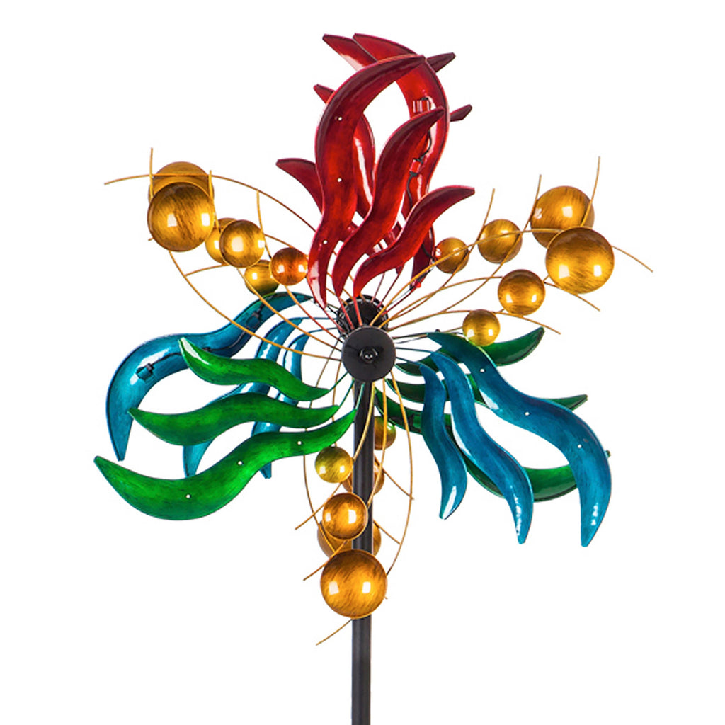 84" Wind Powered Lighted Wind Spinner, Circles & Waves