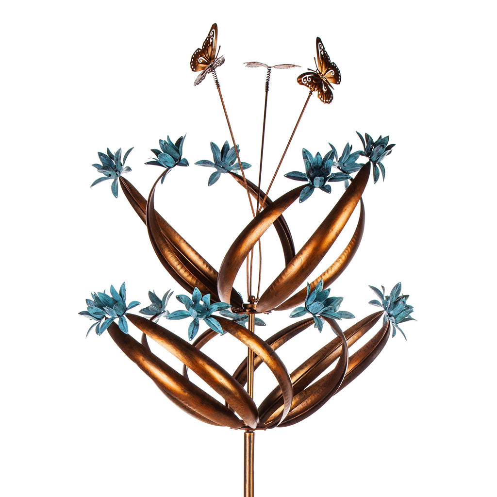 84" H Wind Spinner, Butterfly Swirls and Flower Motions