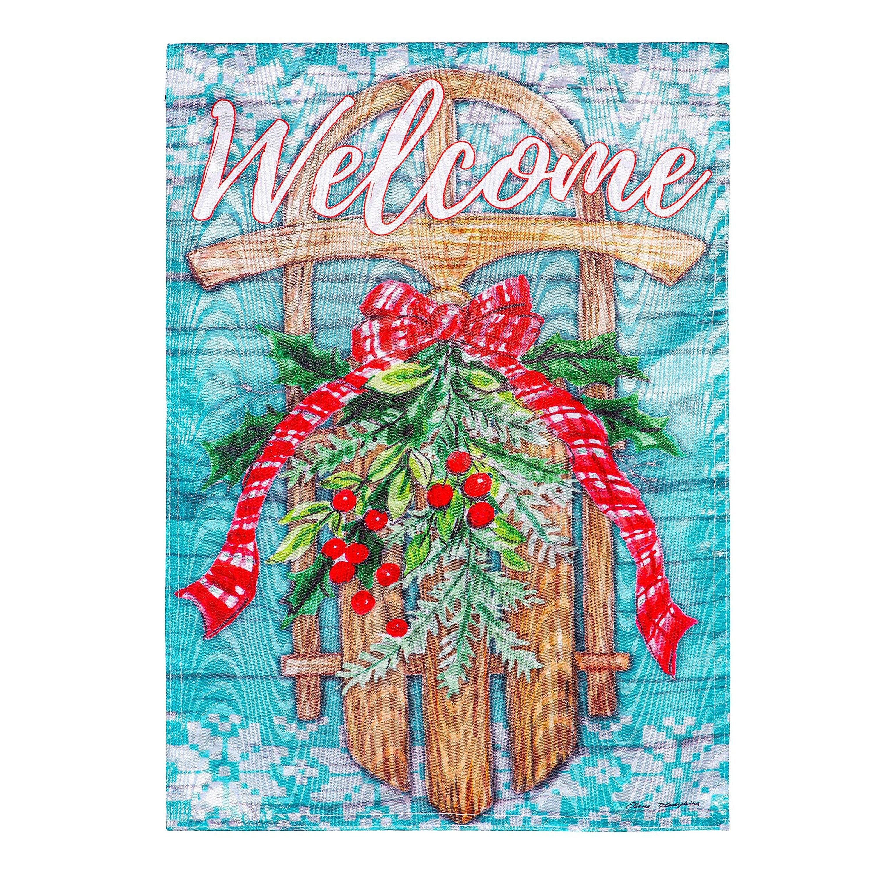 Welcome Sled Moire House Flag