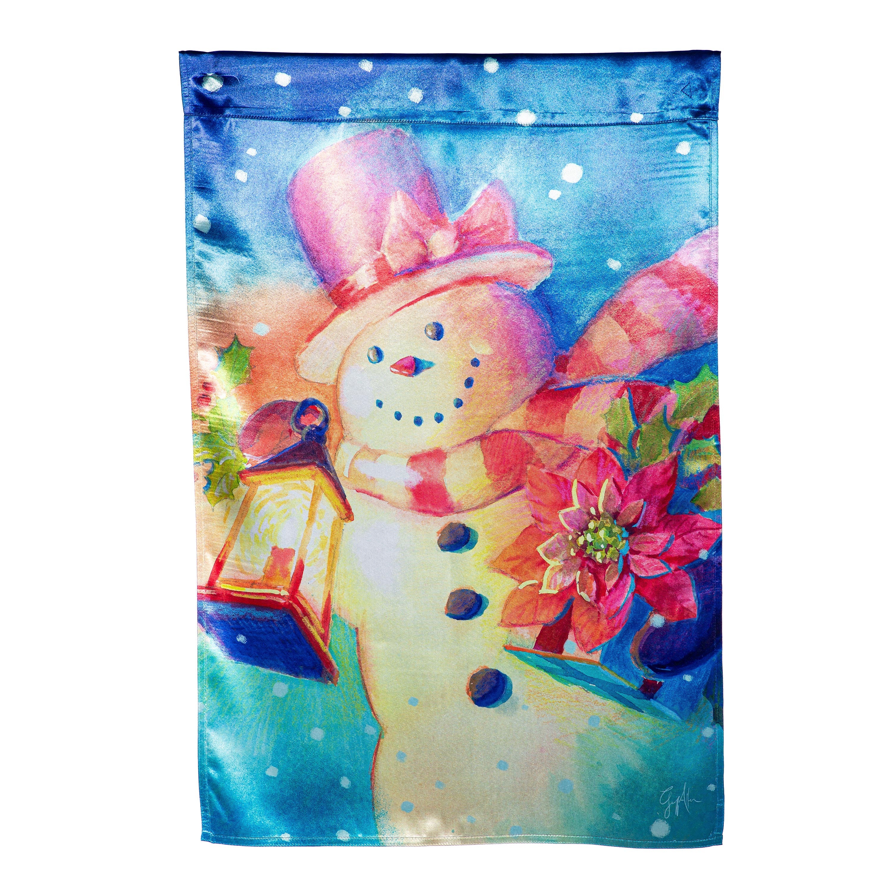 Lantern Snowman Lustre House Flag