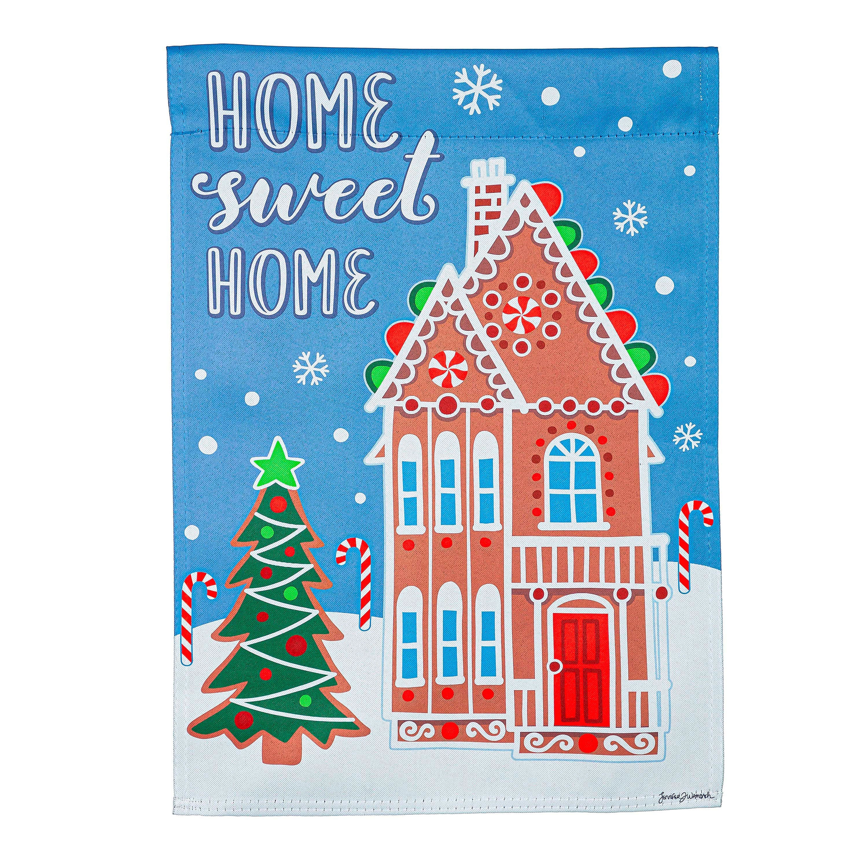 Gingerbread Home Suede Garden Flag